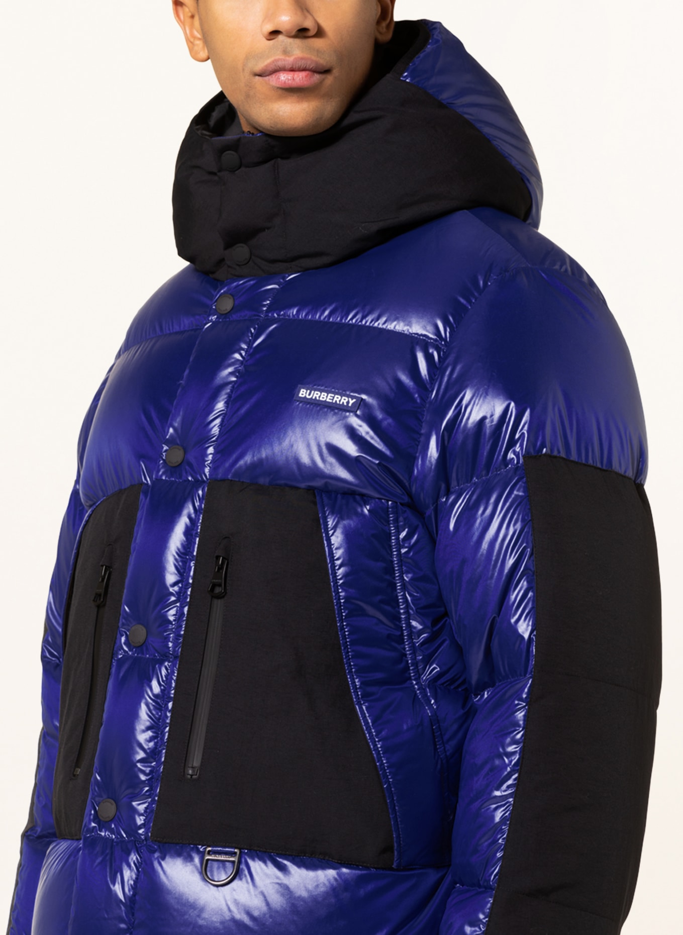 BURBERRY Down jacket BRENDAN in mixed materials, Color: BLUE/ BLACK (Image 6)