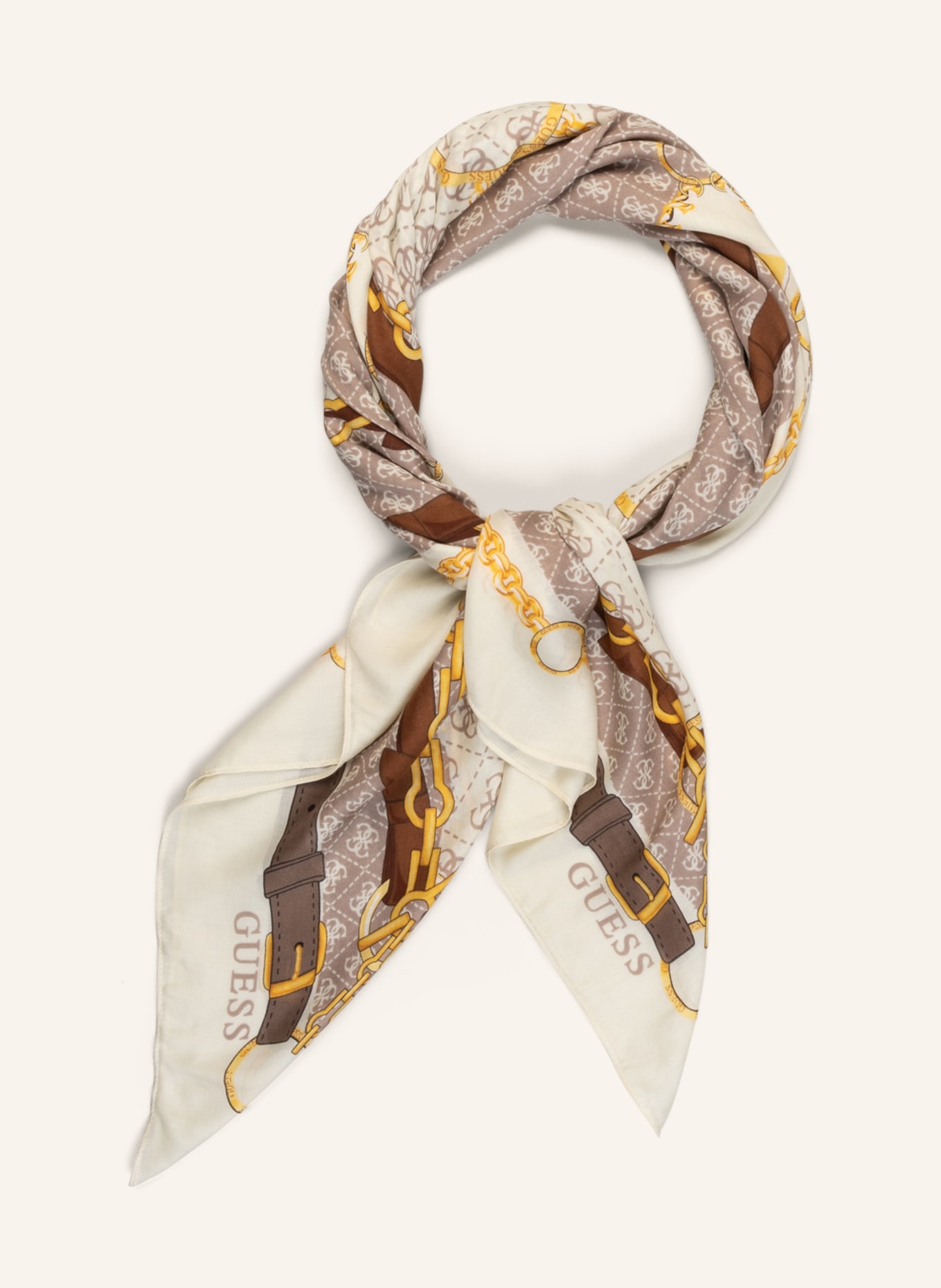 GUESS Scarf GINEVRA, Color: ECRU/ GOLD/ BROWN (Image 2)