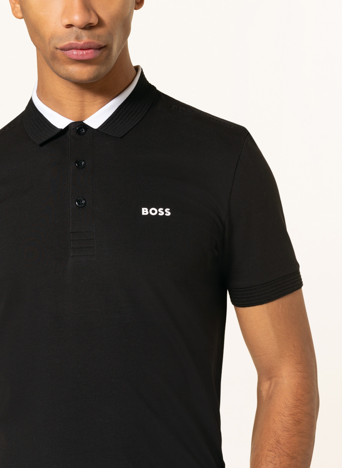 BOSS Piqué polo shirt PAULE slim fit, Color: BLACK (Image 4)