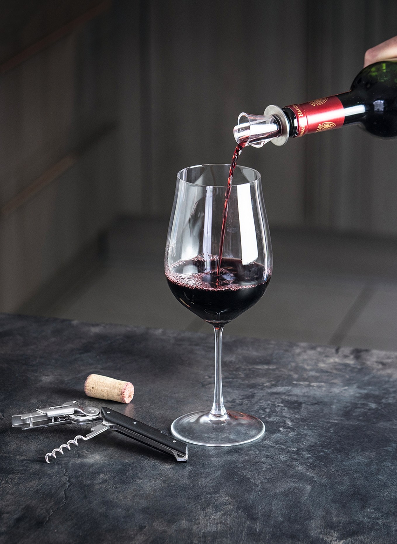 PEUGEOT Set: Corkscrew CLAVELIN and wine pourer ARUM, Color: BLACK/ SILVER (Image 4)