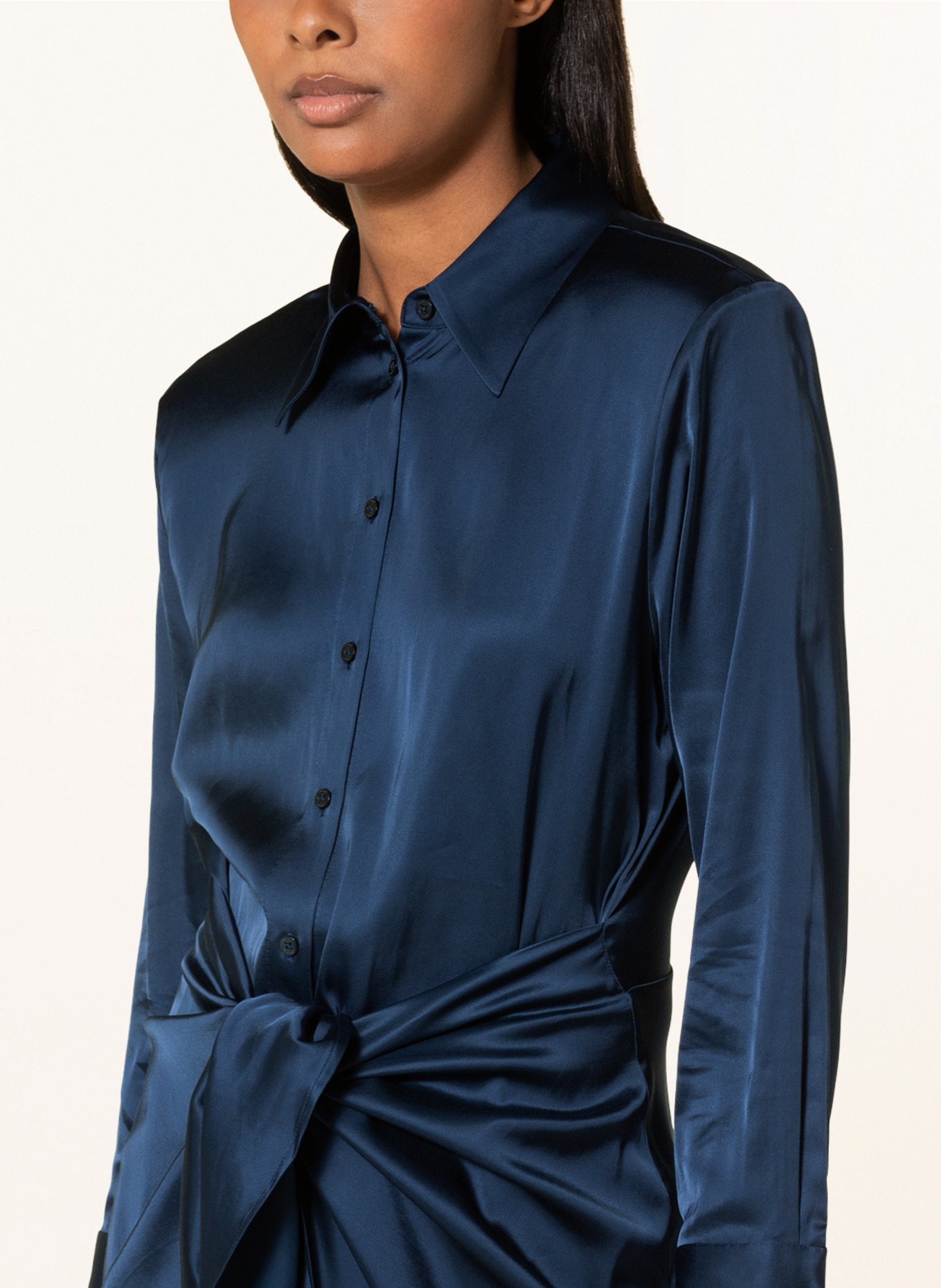 HUGO Hemdblusenkleid KYA aus Satin, Farbe: DUNKELBLAU (Bild 4)
