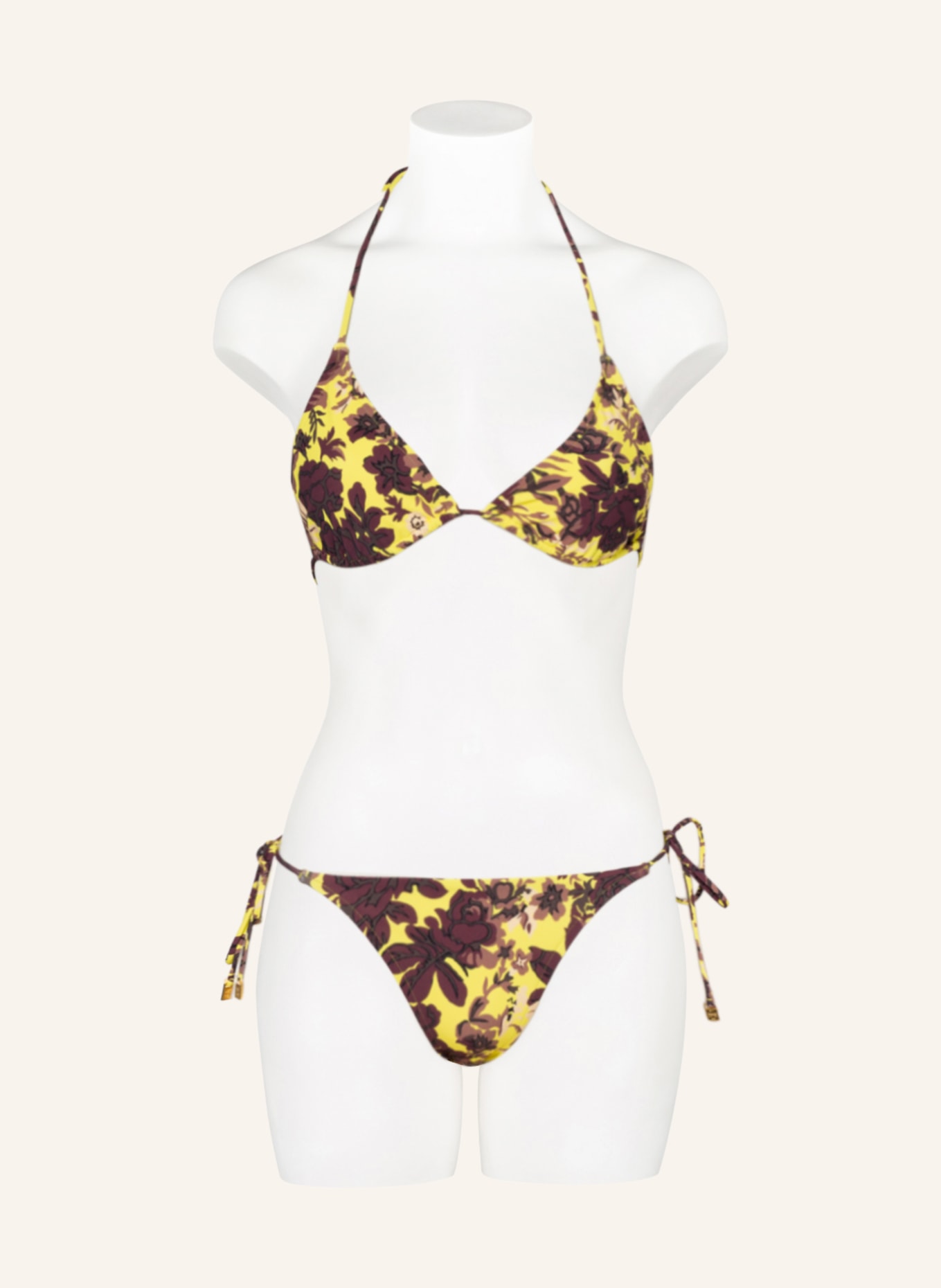 TORY BURCH Triangel-Bikini-Hose mit UV-Schutz 50+, Farbe: GELB/ BRAUN (Bild 2)