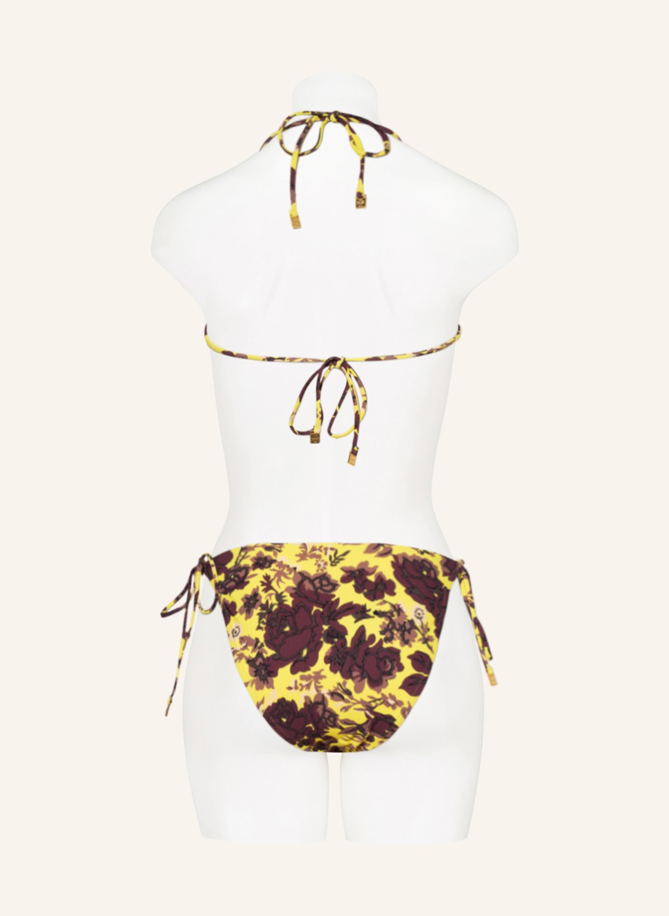 TORY BURCH Triangel-Bikini-Hose mit UV-Schutz 50+, Farbe: GELB/ BRAUN (Bild 3)