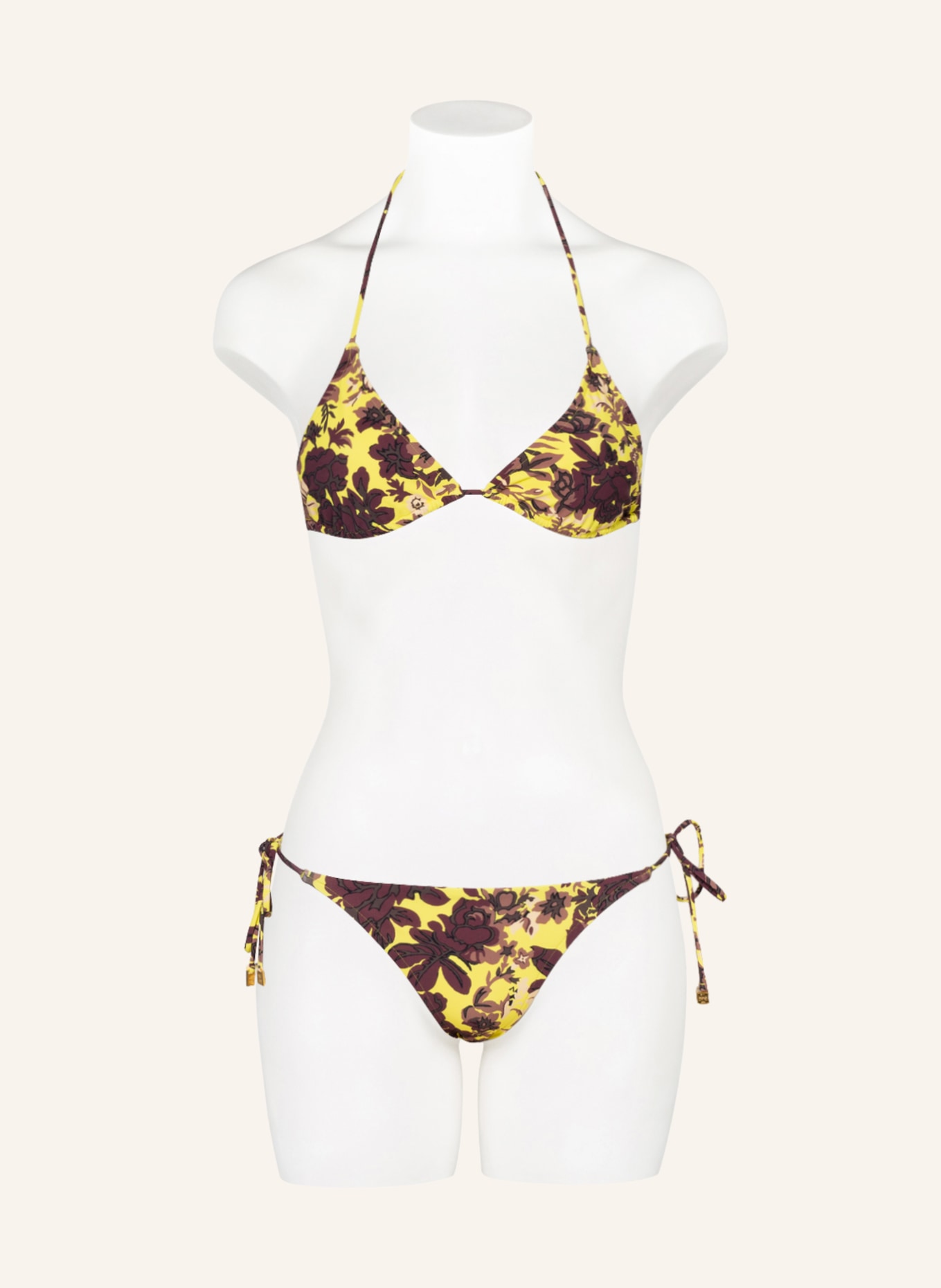 TORY BURCH Triangel-Bikini-Top mit UV-Schutz 50+, Farbe: GELB/ BRAUN (Bild 2)