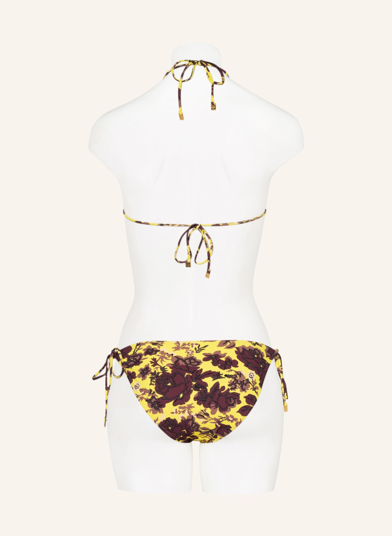 TORY BURCH Triangel-Bikini-Top mit UV-Schutz 50+, Farbe: GELB/ BRAUN (Bild 3)