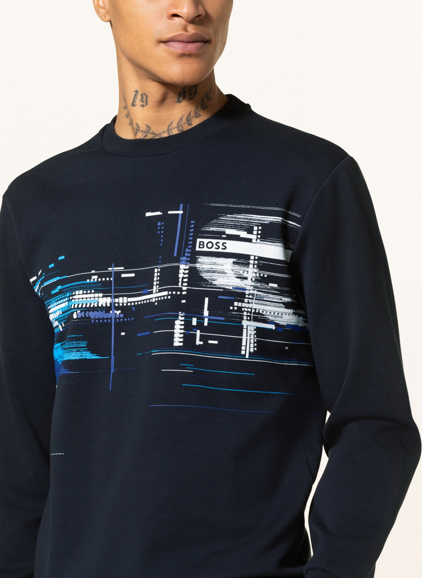 BOSS Sweatshirt SALBONIC in black/ blue/ white