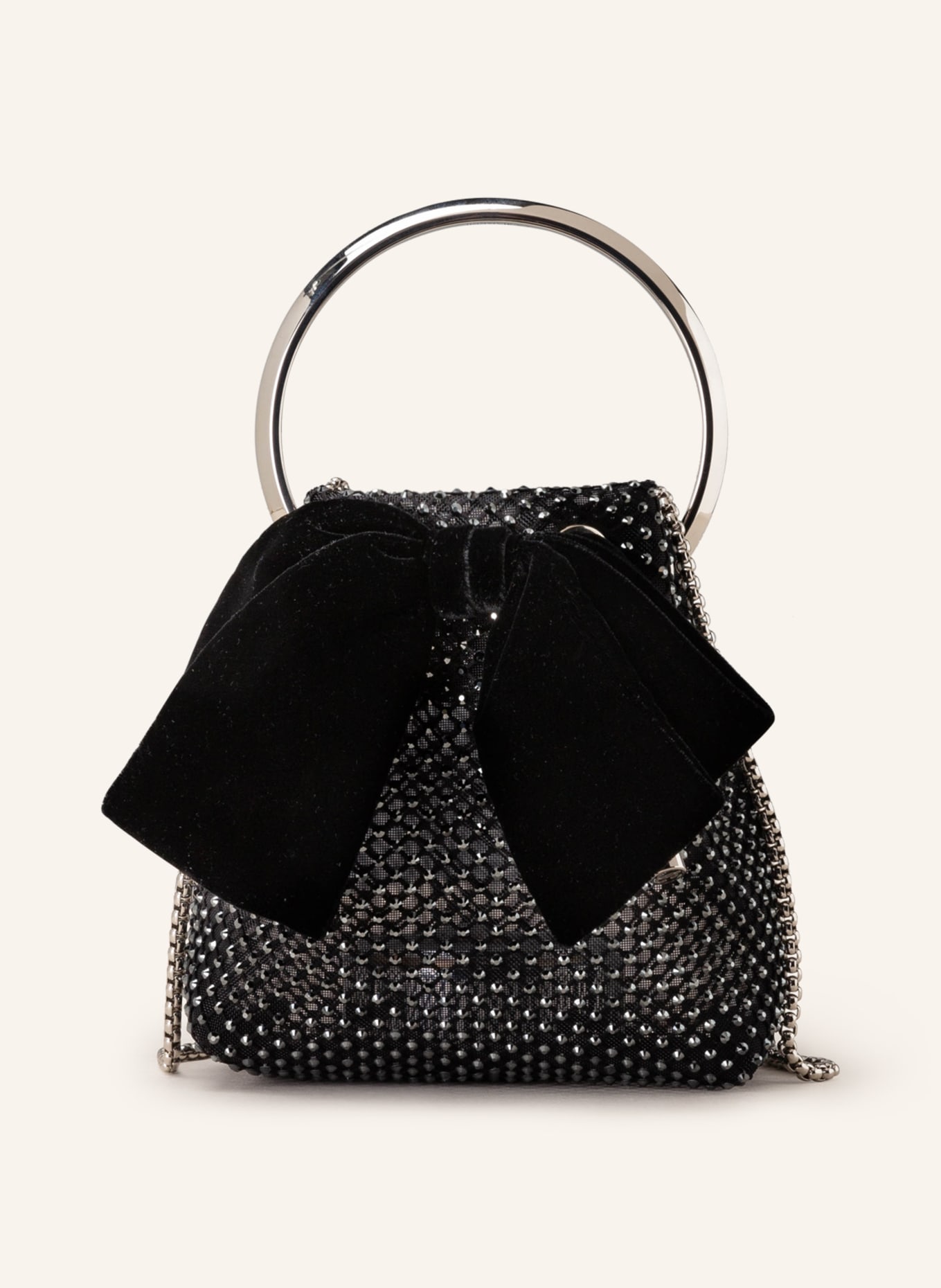 JIMMY CHOO Pouch bag BON BON with decorative gems, Color: BLACK (Image 1)