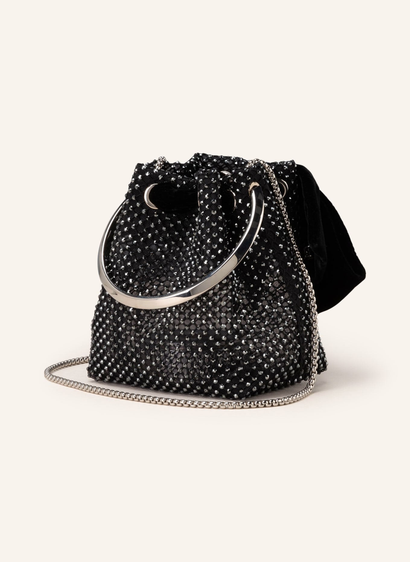 JIMMY CHOO Pouch bag BON BON with decorative gems, Color: BLACK (Image 2)