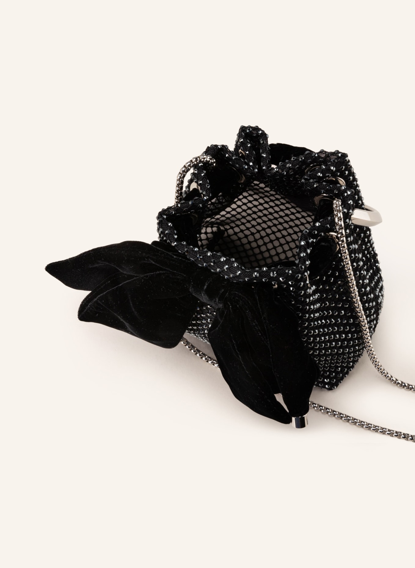 JIMMY CHOO Pouch bag BON BON with decorative gems, Color: BLACK (Image 3)