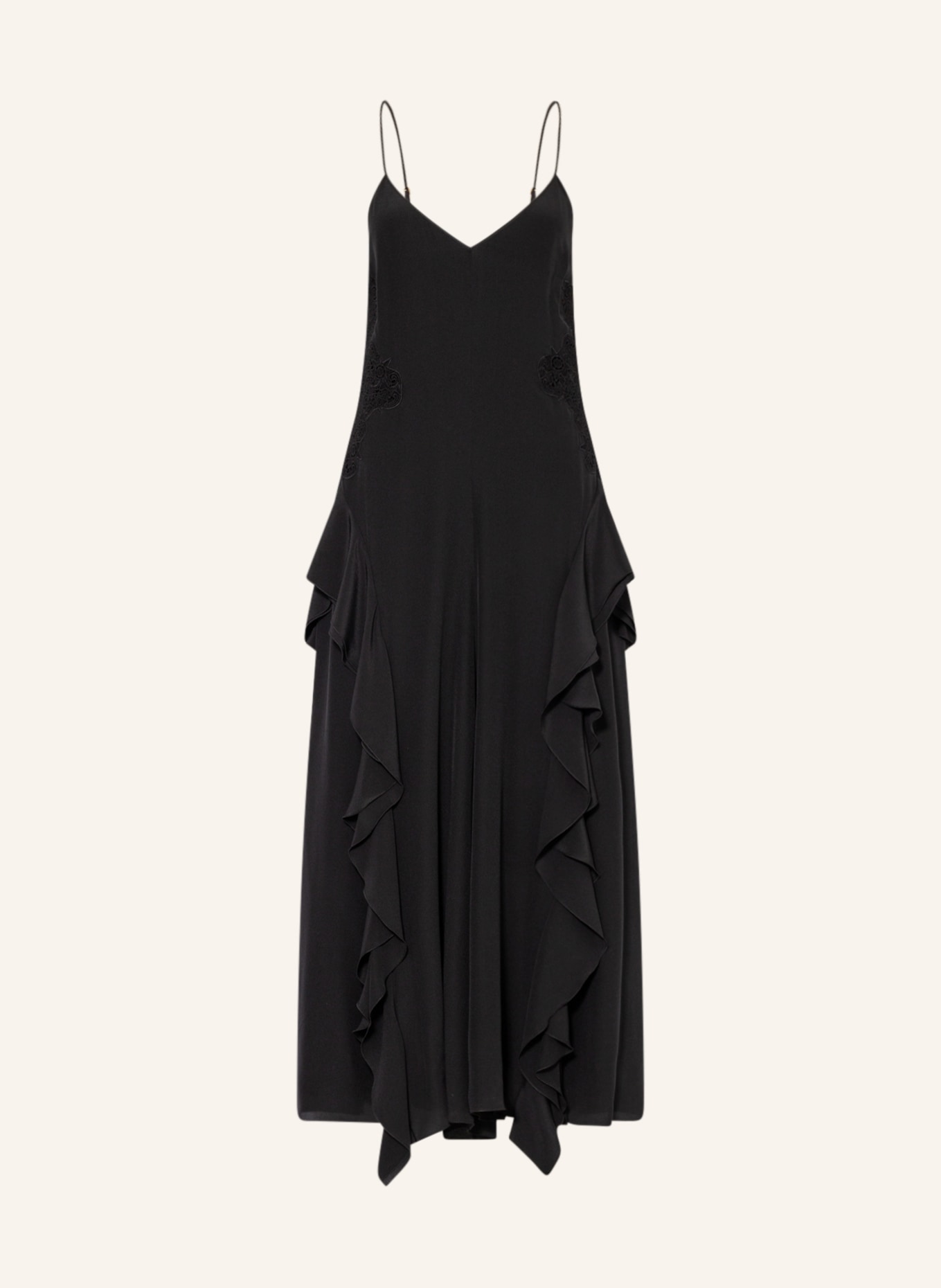Chloé Silk dress with lace and frills, Color: BLACK (Image 1)