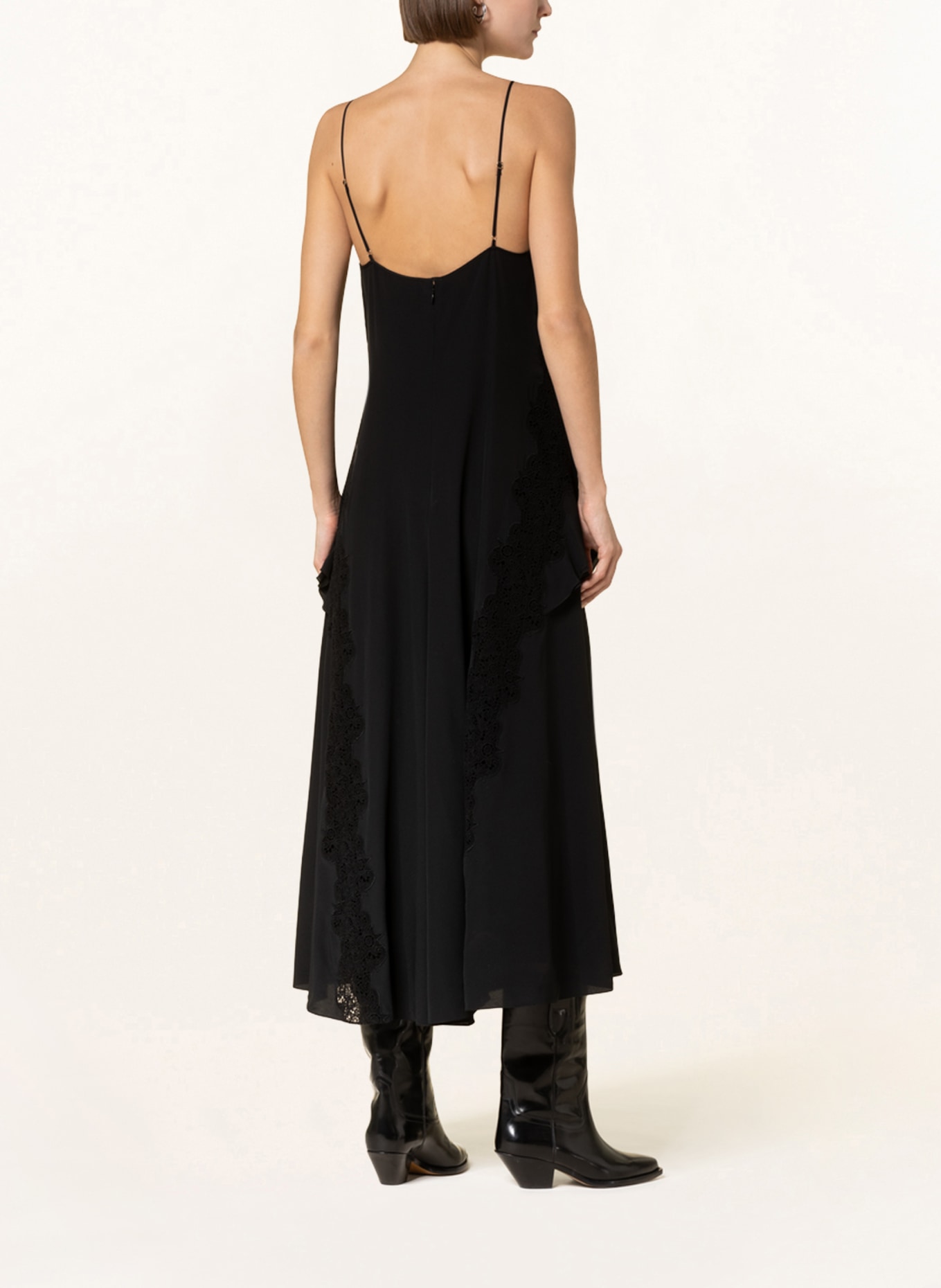 Chloé Silk dress with lace and frills, Color: BLACK (Image 3)