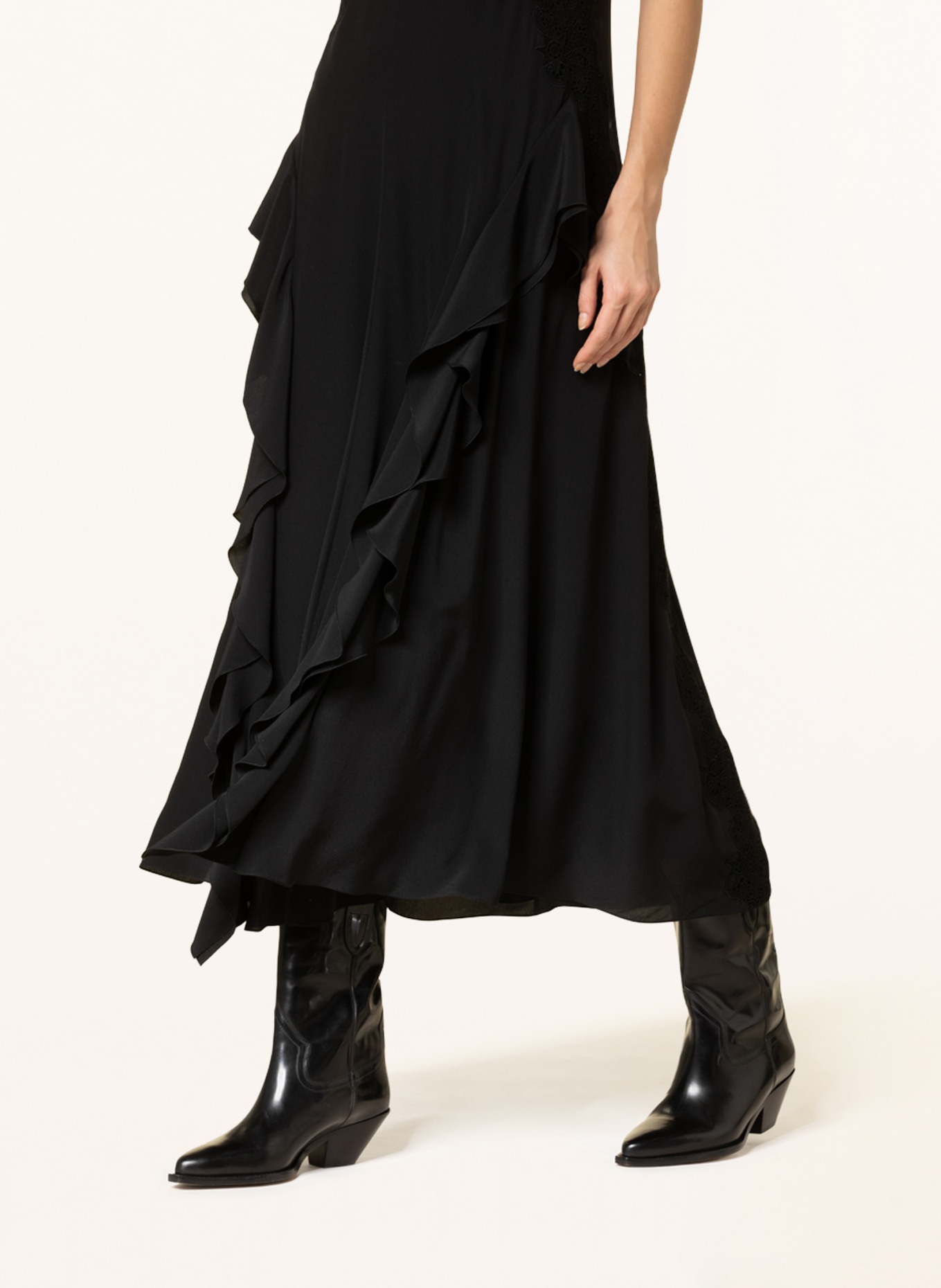 Chloé Silk dress with lace and frills, Color: BLACK (Image 4)