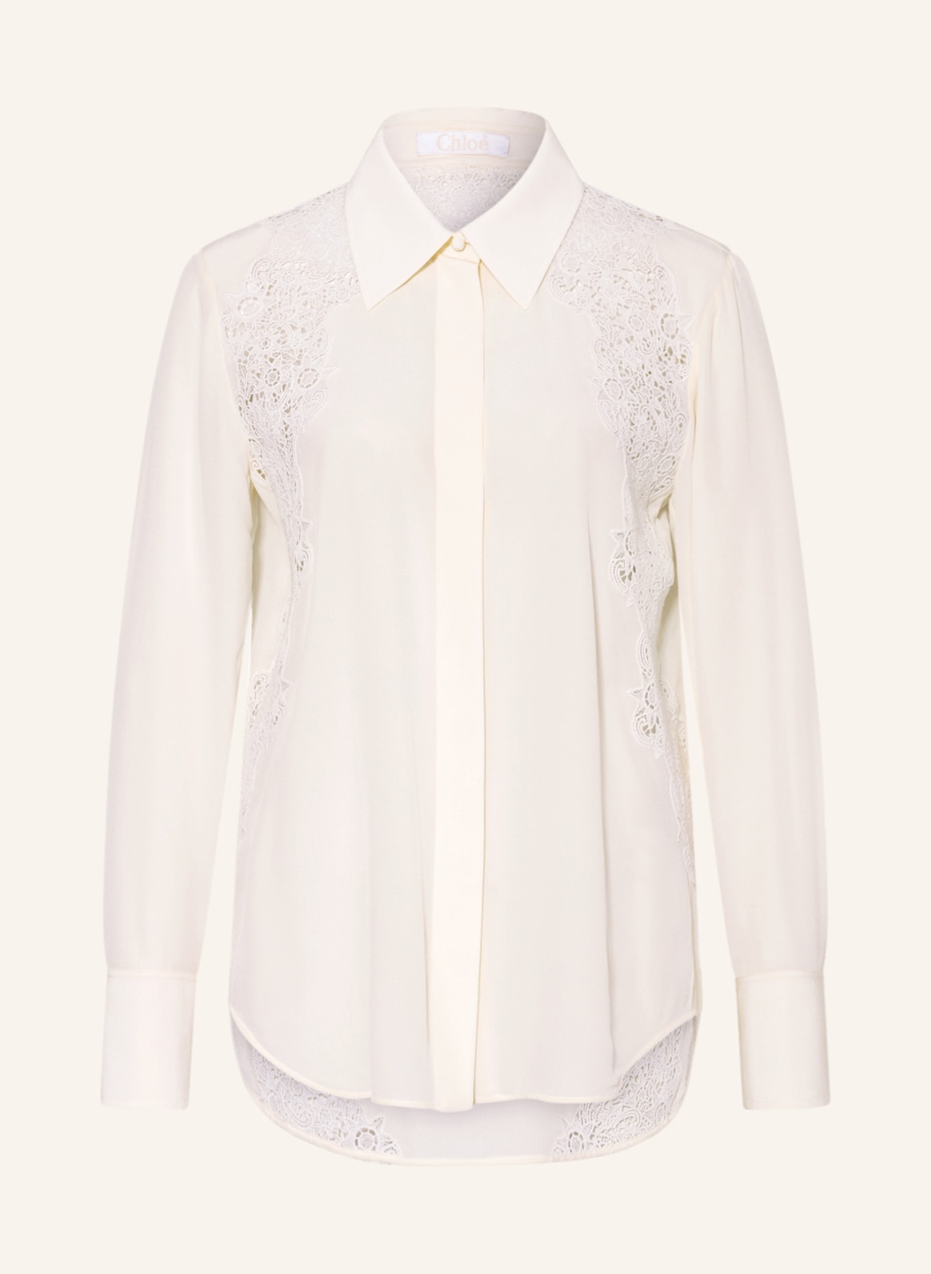 Chloé Shirt blouse in silk with lace, Color: CREAM (Image 1)