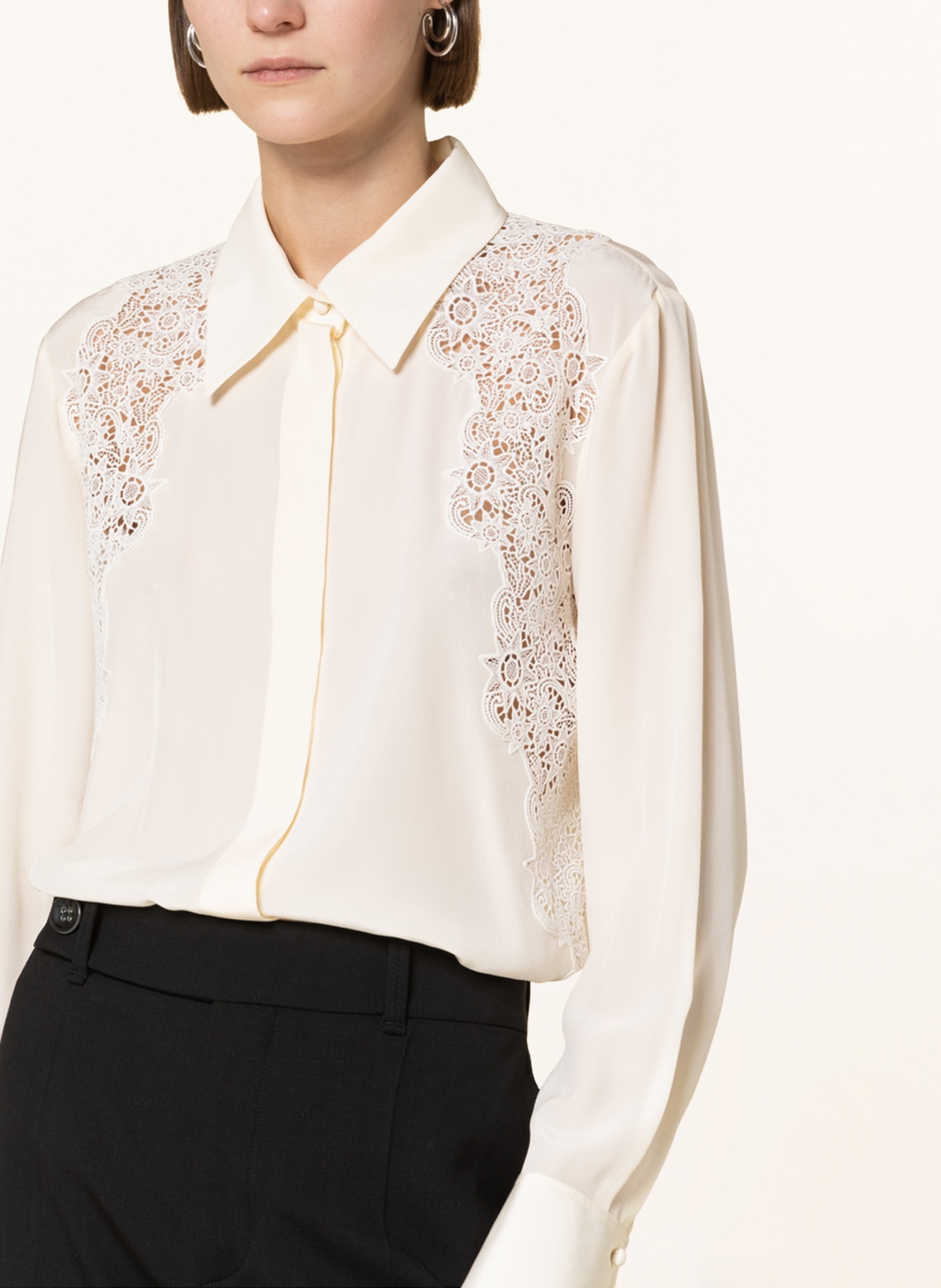 Chloé Shirt blouse in silk with lace, Color: CREAM (Image 4)