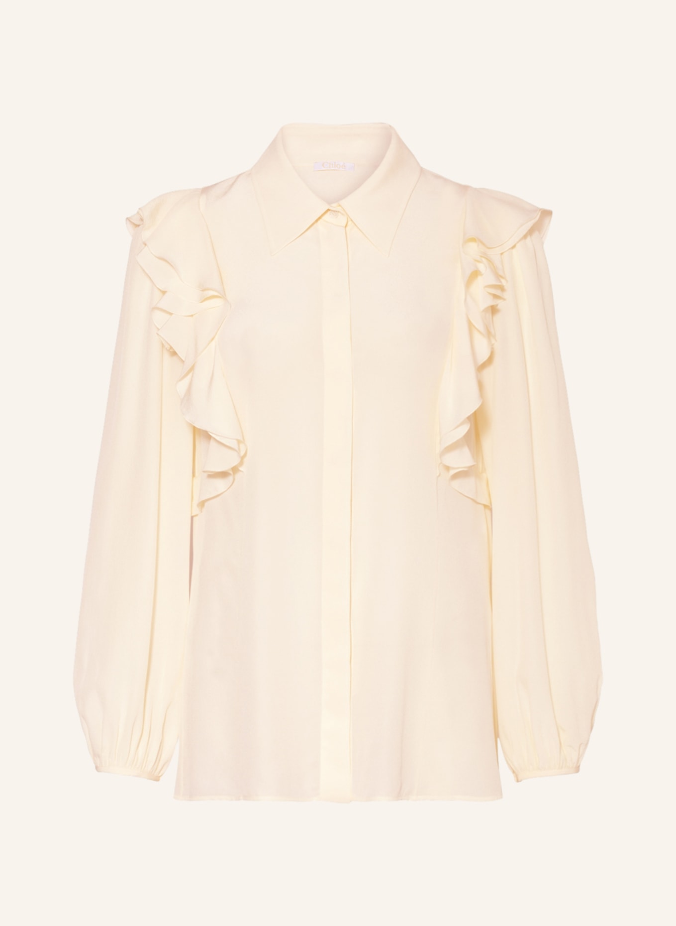 Chloé Shirt blouse made of silk with ruffles, Color: CREAM (Image 1)