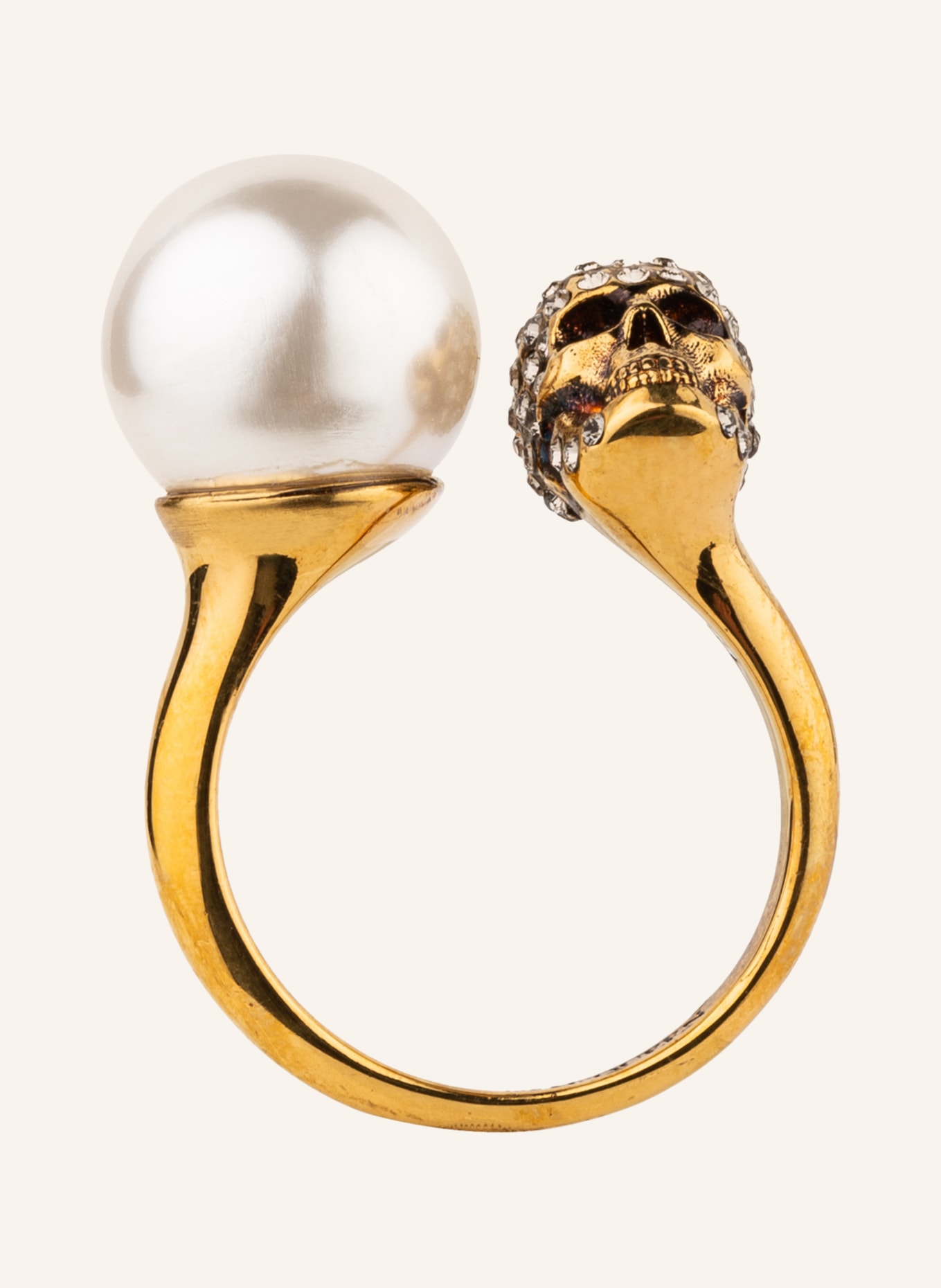 Alexander McQUEEN Ring SKULL mit Swarovski Kristallen, Farbe: GOLD/ WEISS (Bild 2)