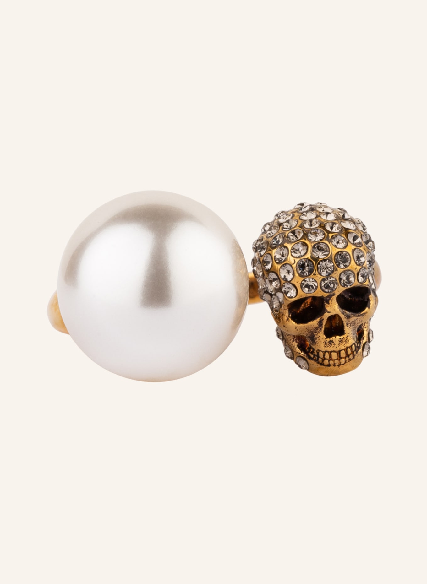 Alexander McQUEEN Ring SKULL with Swarovski crystals, Color: GOLD/ WHITE (Image 3)
