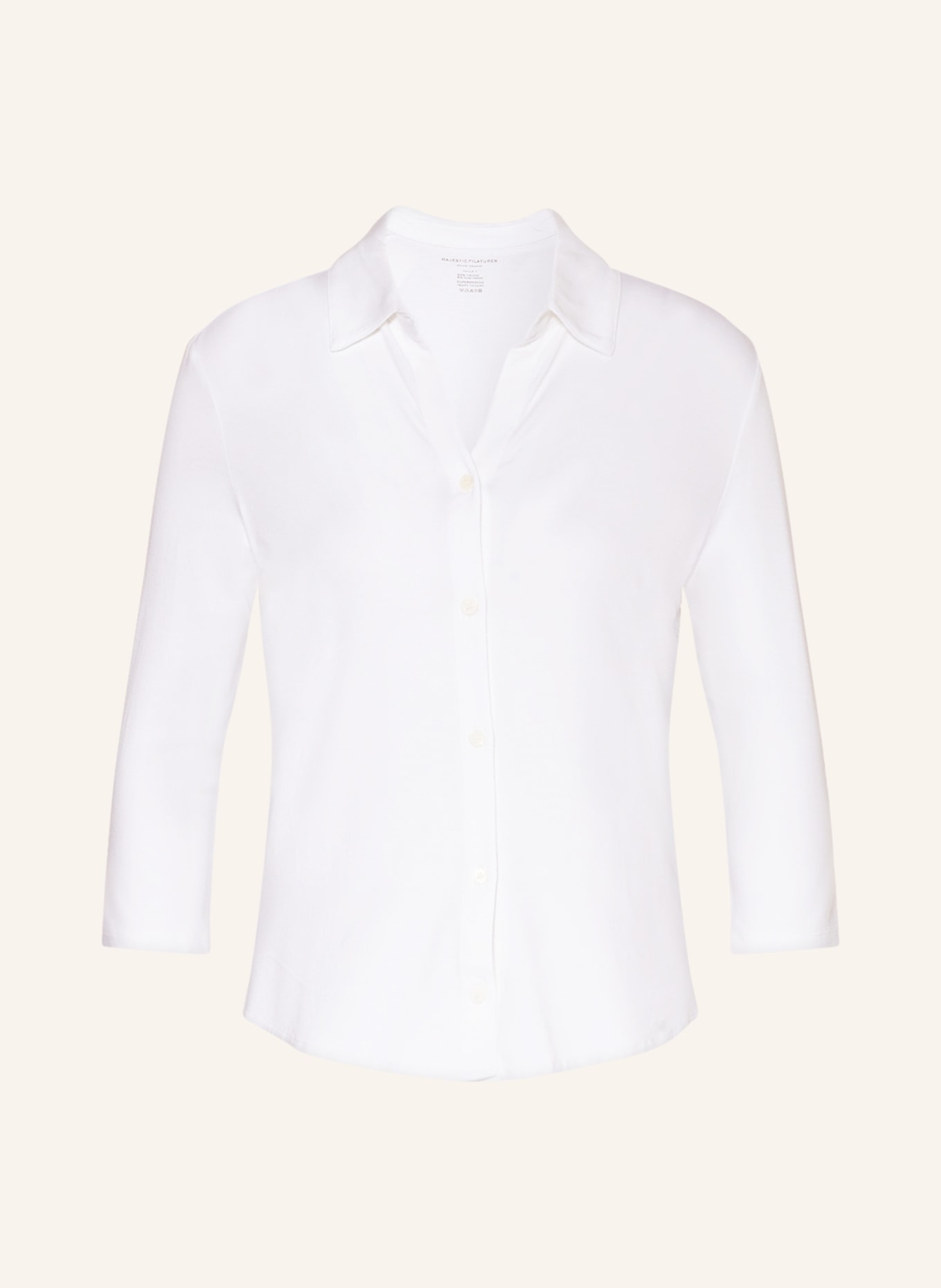MAJESTIC FILATURES Cropped shirt blouse with 3/4 sleeves, Color: WHITE (Image 1)