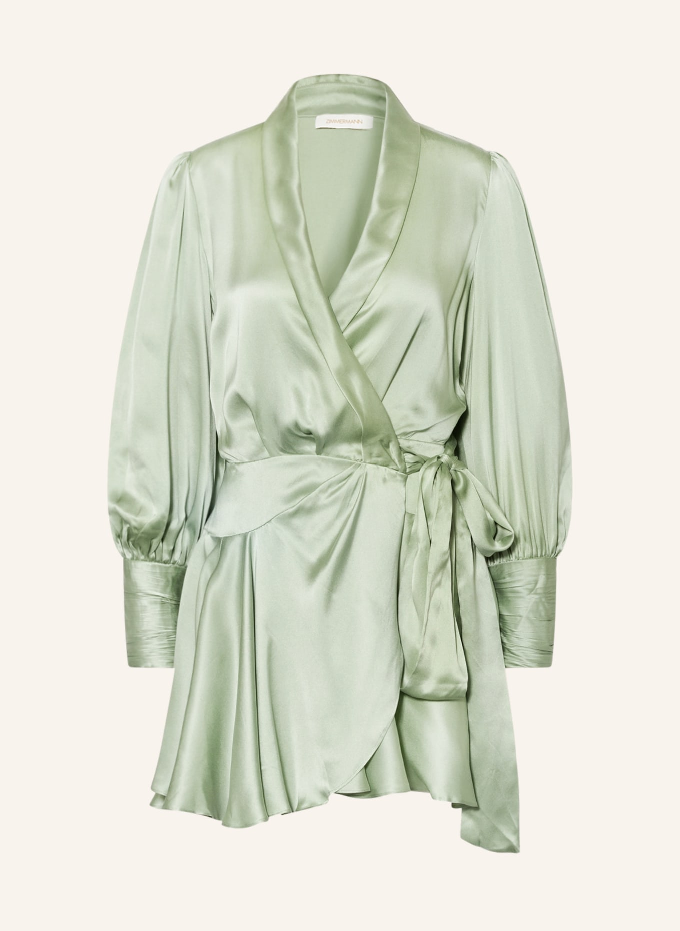 ZIMMERMANN Wrap dress HIGH TIDE made of silk , Color: LIGHT GREEN (Image 1)