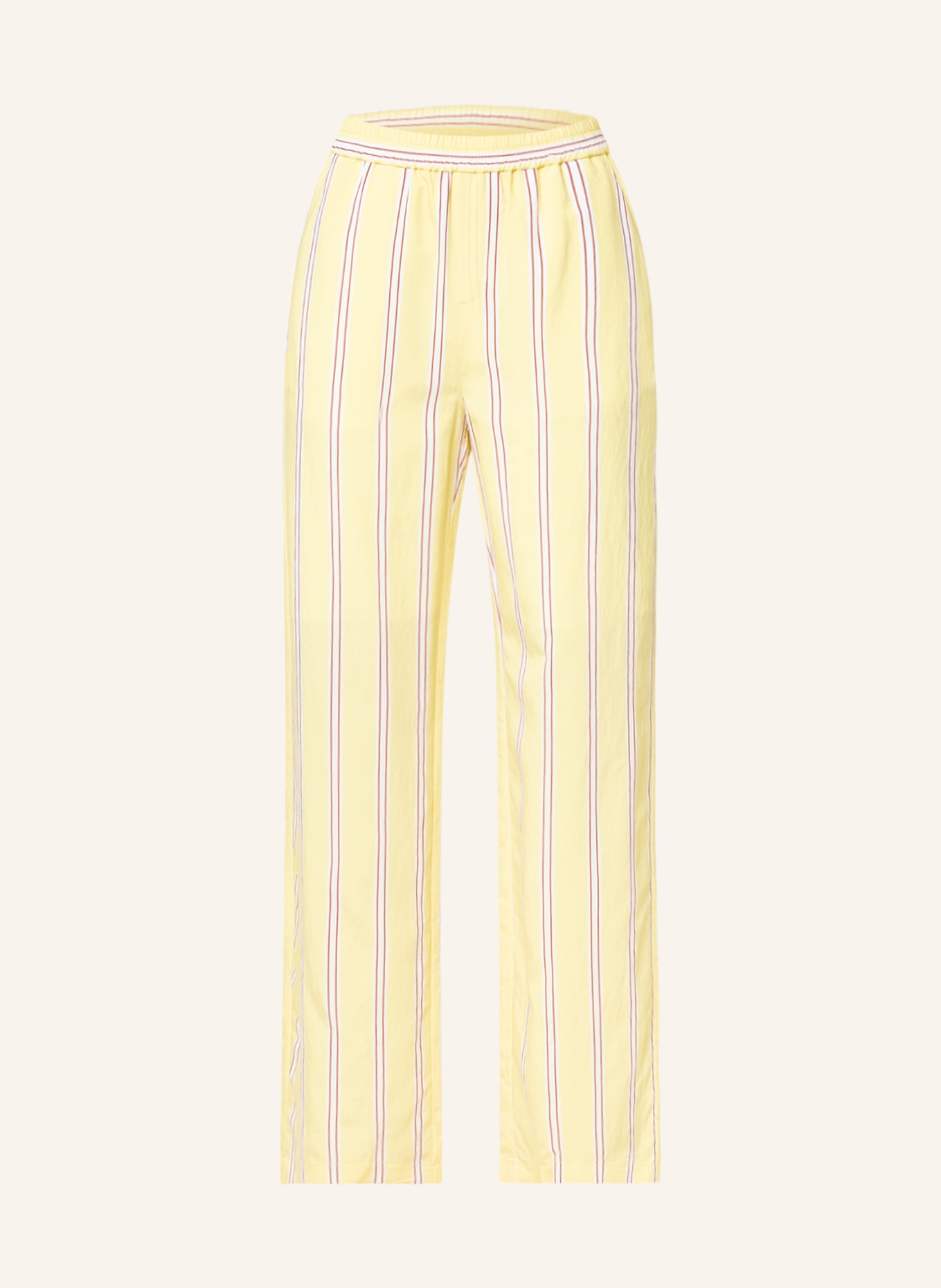 Yellow and white new arrivals striped trousers