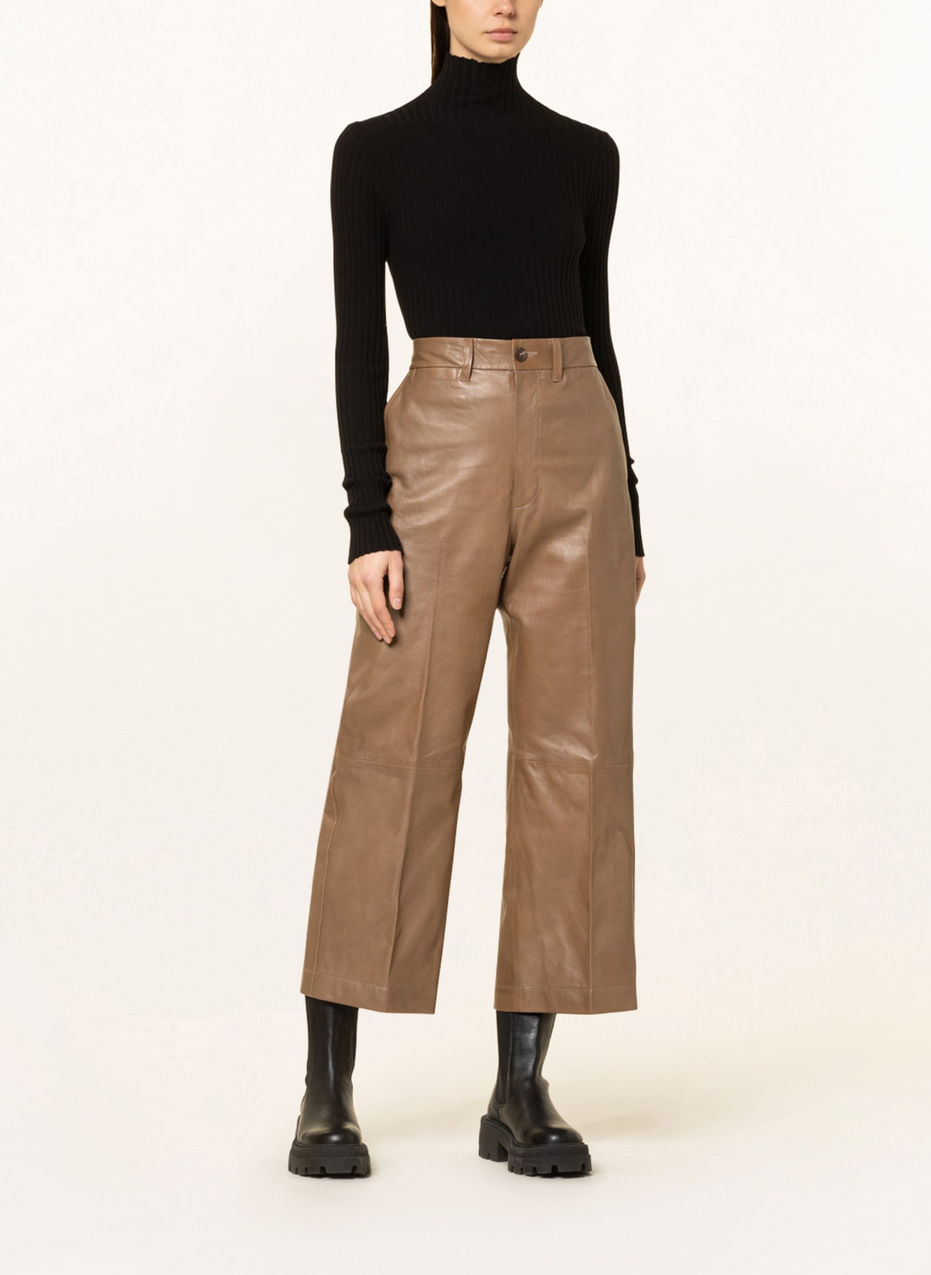 POLO RALPH LAUREN 7/8 leather trousers, Color: CAMEL (Image 2)