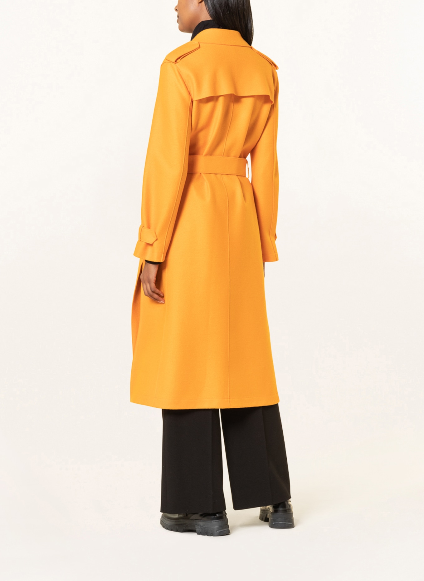 Orange wool trench coat