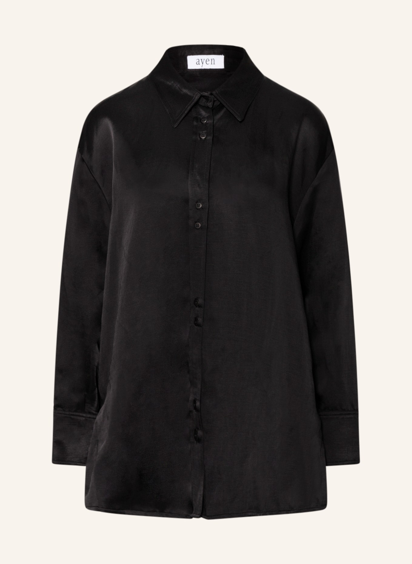 ayen Shirt blouse with linen, Color: BLACK (Image 1)