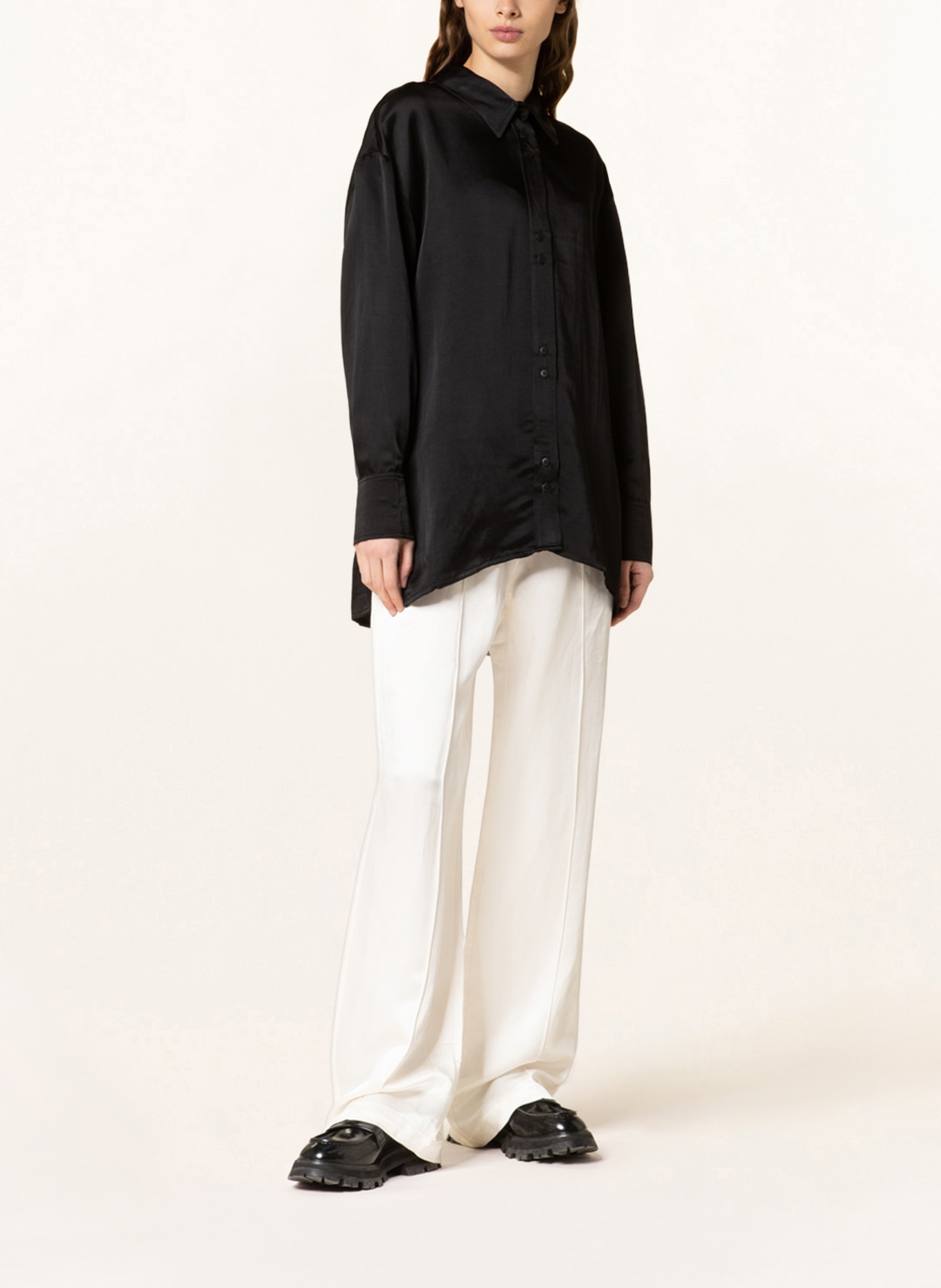 ayen Shirt blouse with linen, Color: BLACK (Image 2)
