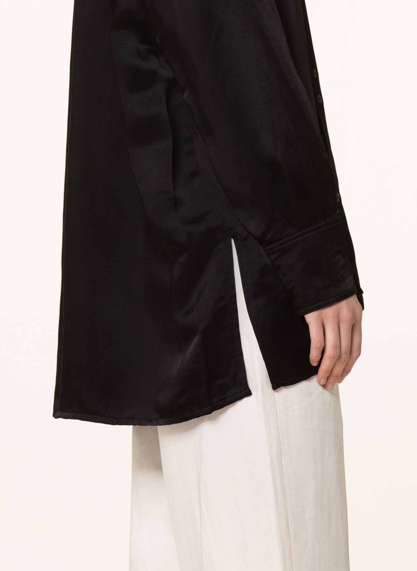 ayen Shirt blouse with linen, Color: BLACK (Image 4)