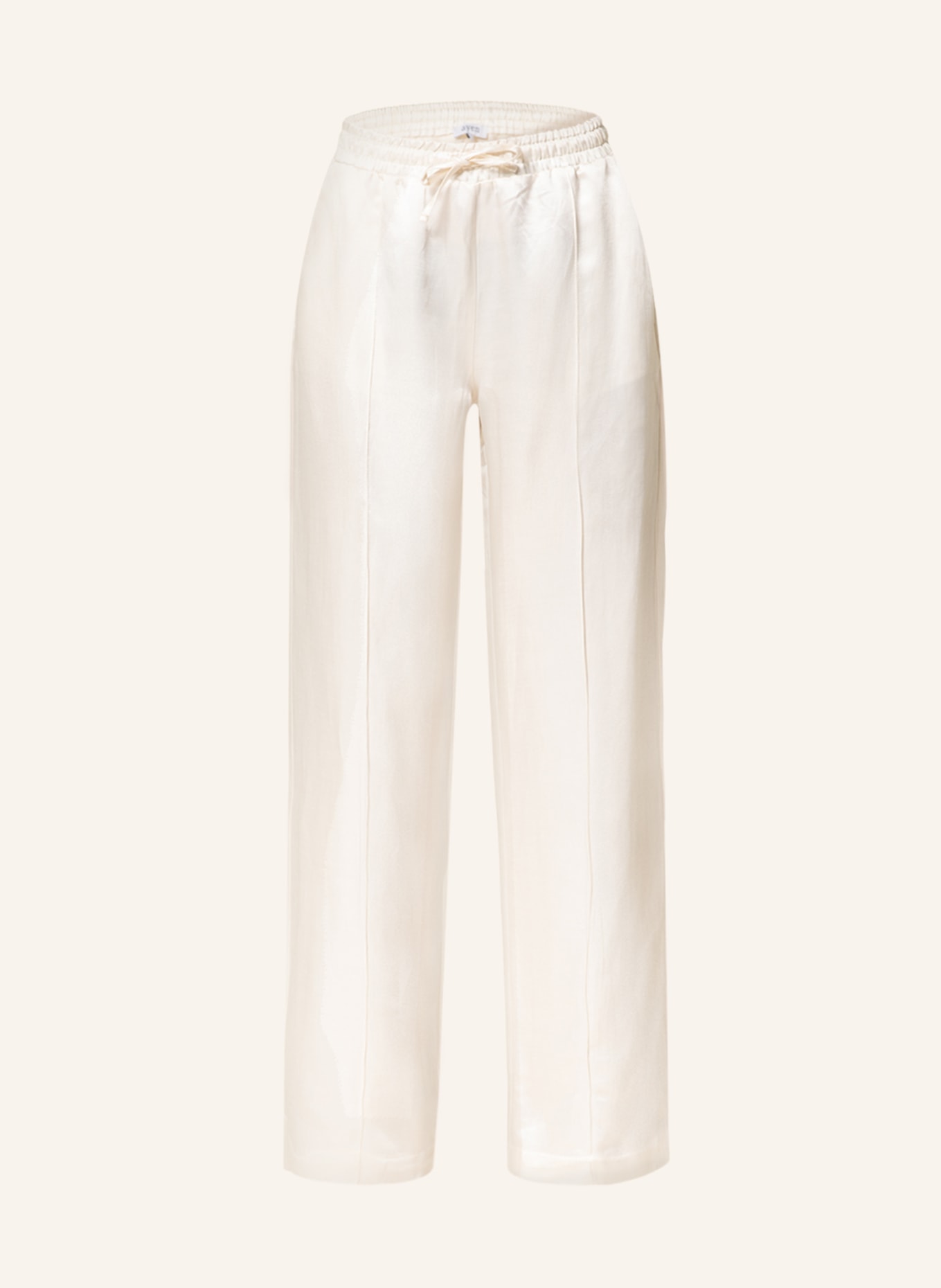 ayen Spodnie satynowe z lnem, Kolor: KREMOWY (Obrazek 1)