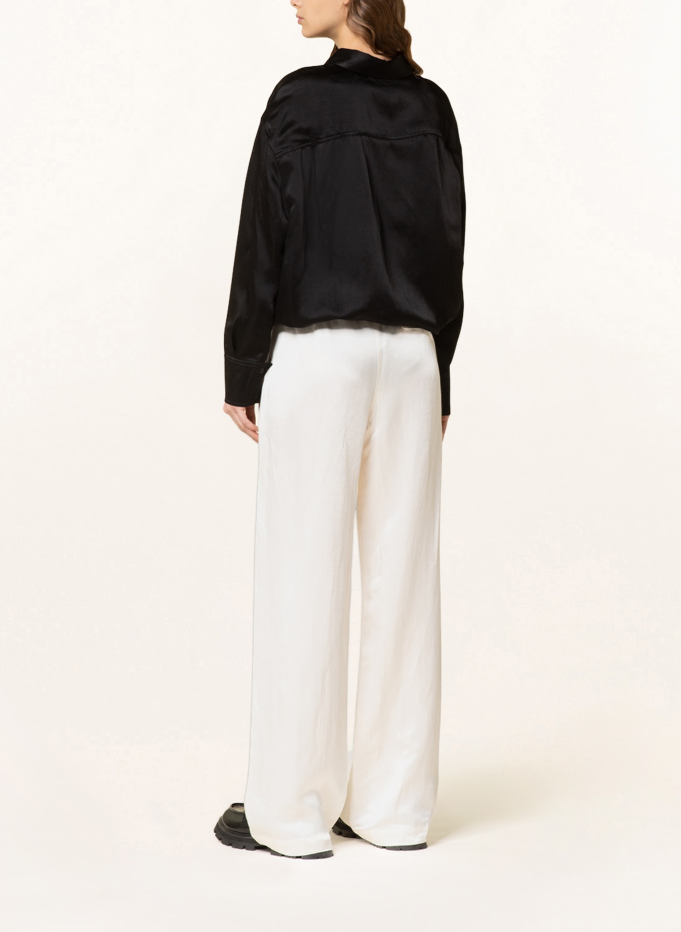 ayen Satin trousers with linen, Color: CREAM (Image 3)