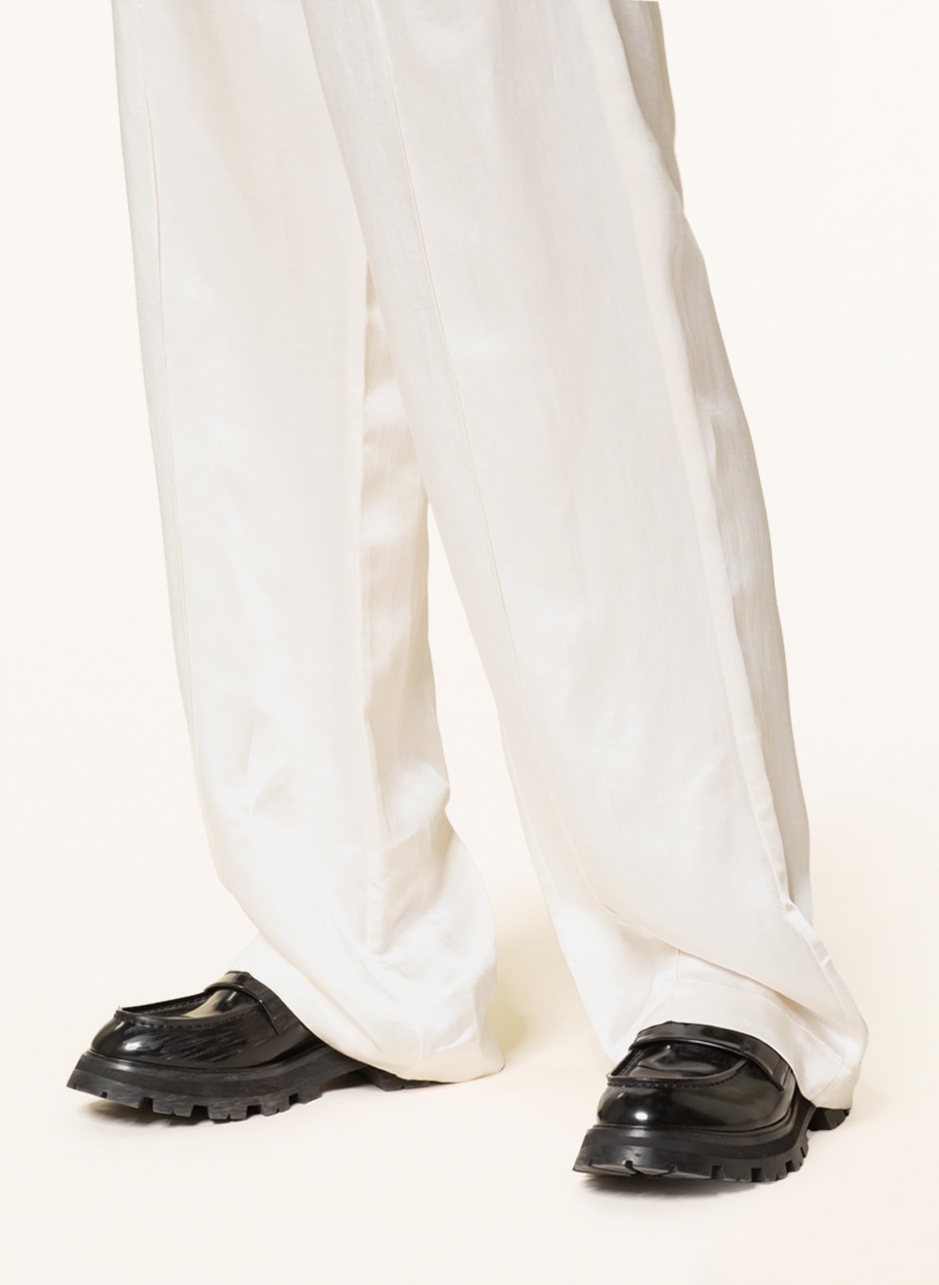 ayen Spodnie satynowe z lnem, Kolor: KREMOWY (Obrazek 5)