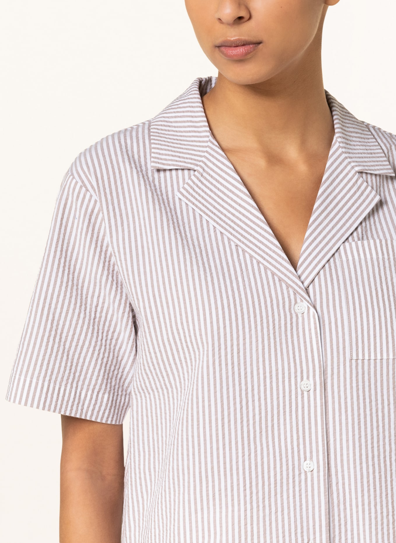 darling harbour Pajama shirt , Color: WHITE/ BEIGE (Image 4)