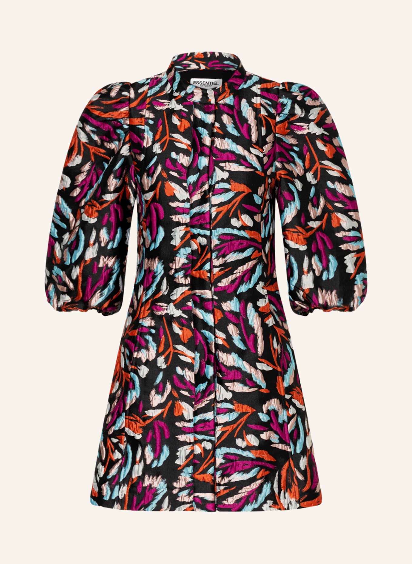 ESSENTIEL ANTWERP Jacquard dress CURE, Color: BLACK/ ORANGE/ PINK (Image 1)