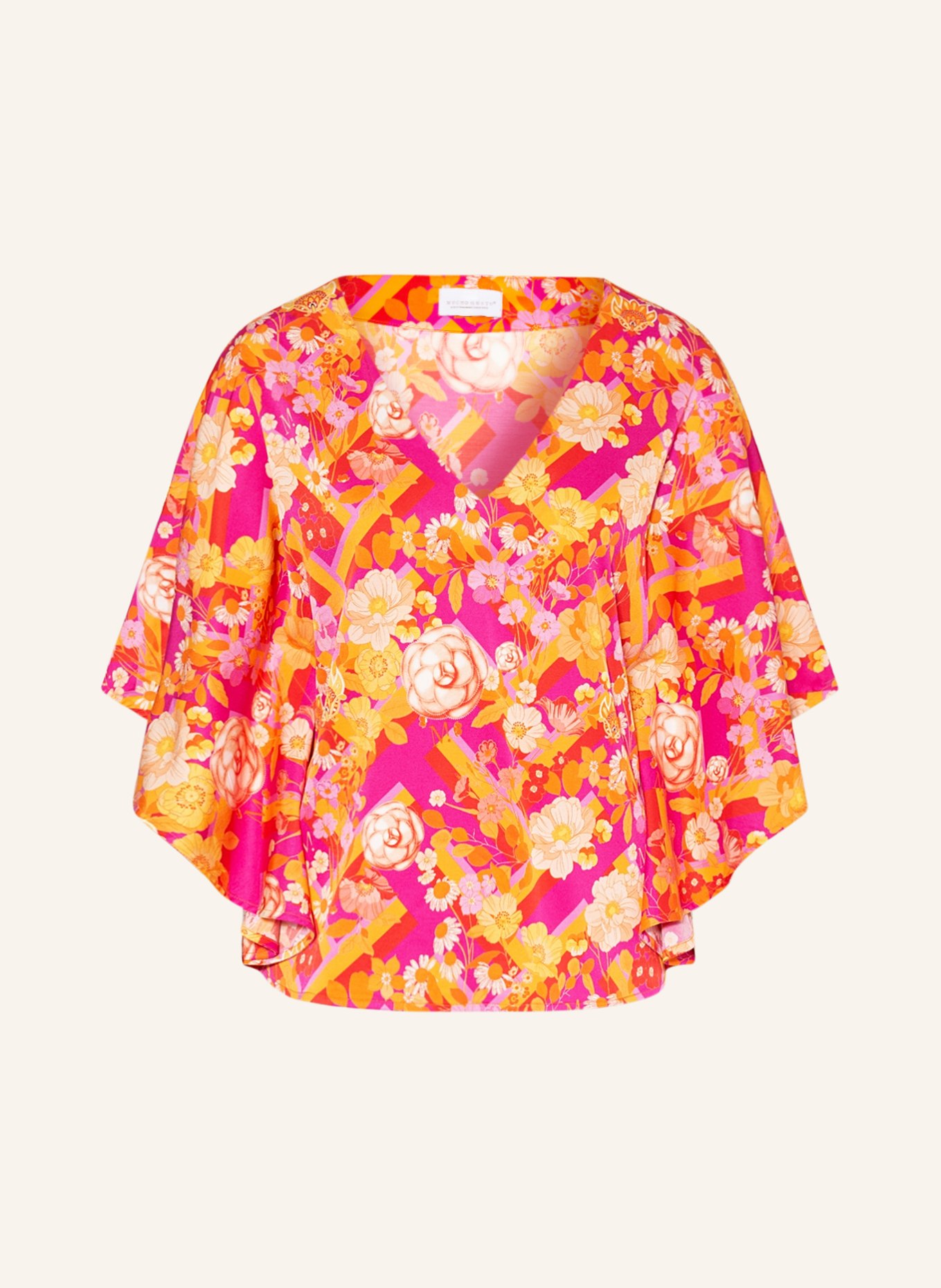 MUCHO GUSTO Shirt blouse TORTOLI, Color: PINK/ ORANGE/ PINK (Image 1)