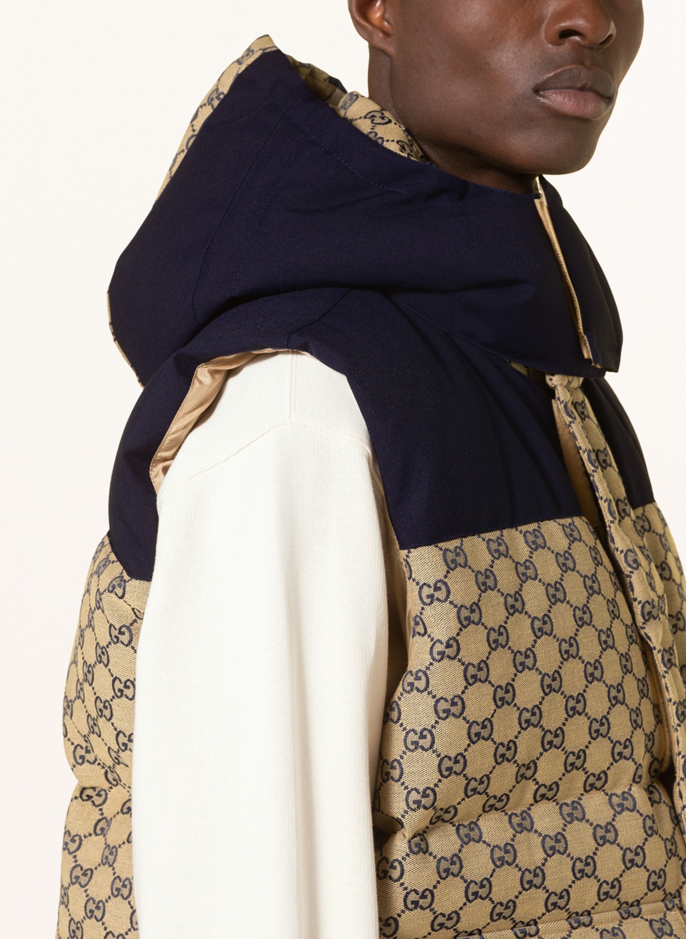 GUCCI Down vest with detachable hood, Color: CAMEL/ DARK BLUE (Image 6)