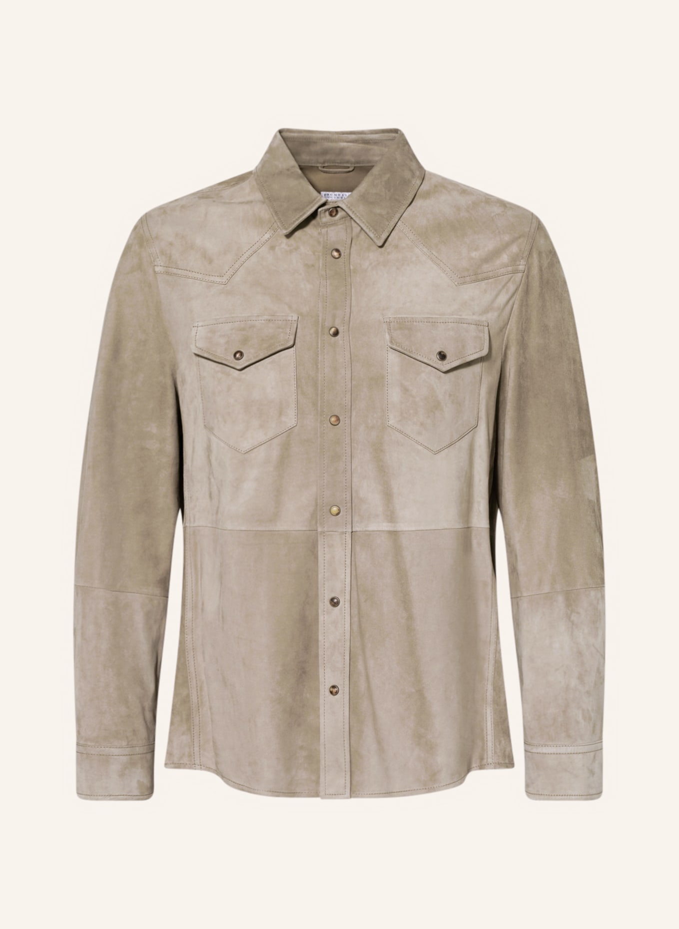 BRUNELLO CUCINELLI Lederhemd Comfort Fit , Farbe: OLIV (Bild 1)