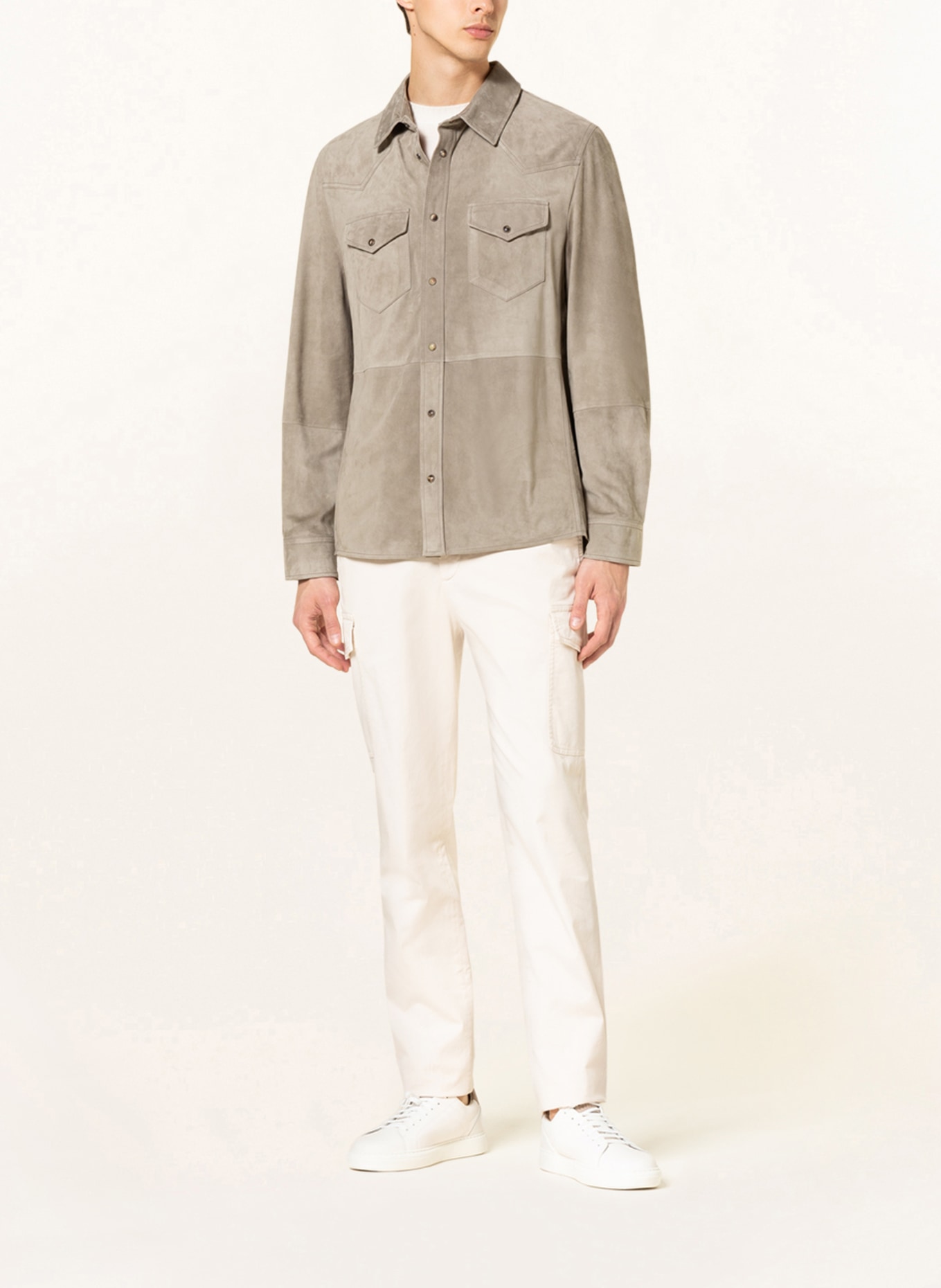 BRUNELLO CUCINELLI Lederhemd Comfort Fit , Farbe: OLIV (Bild 2)