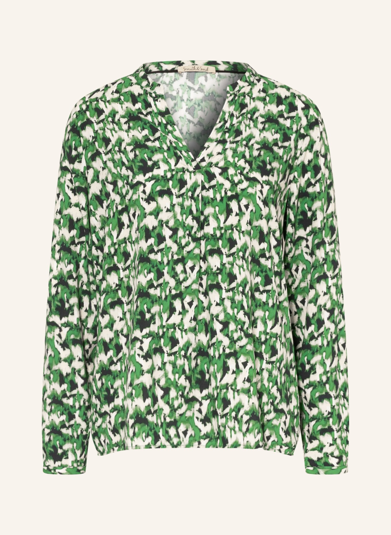 Smith & Soul Shirt blouse VINCE, Color: GREEN/ CREAM/ BLACK (Image 1)