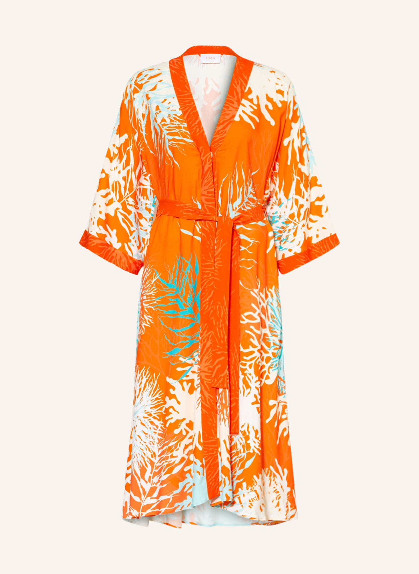 IVI collection Dress with 3/4 sleeves, Color: ORANGE/ ECRU (Image 1)