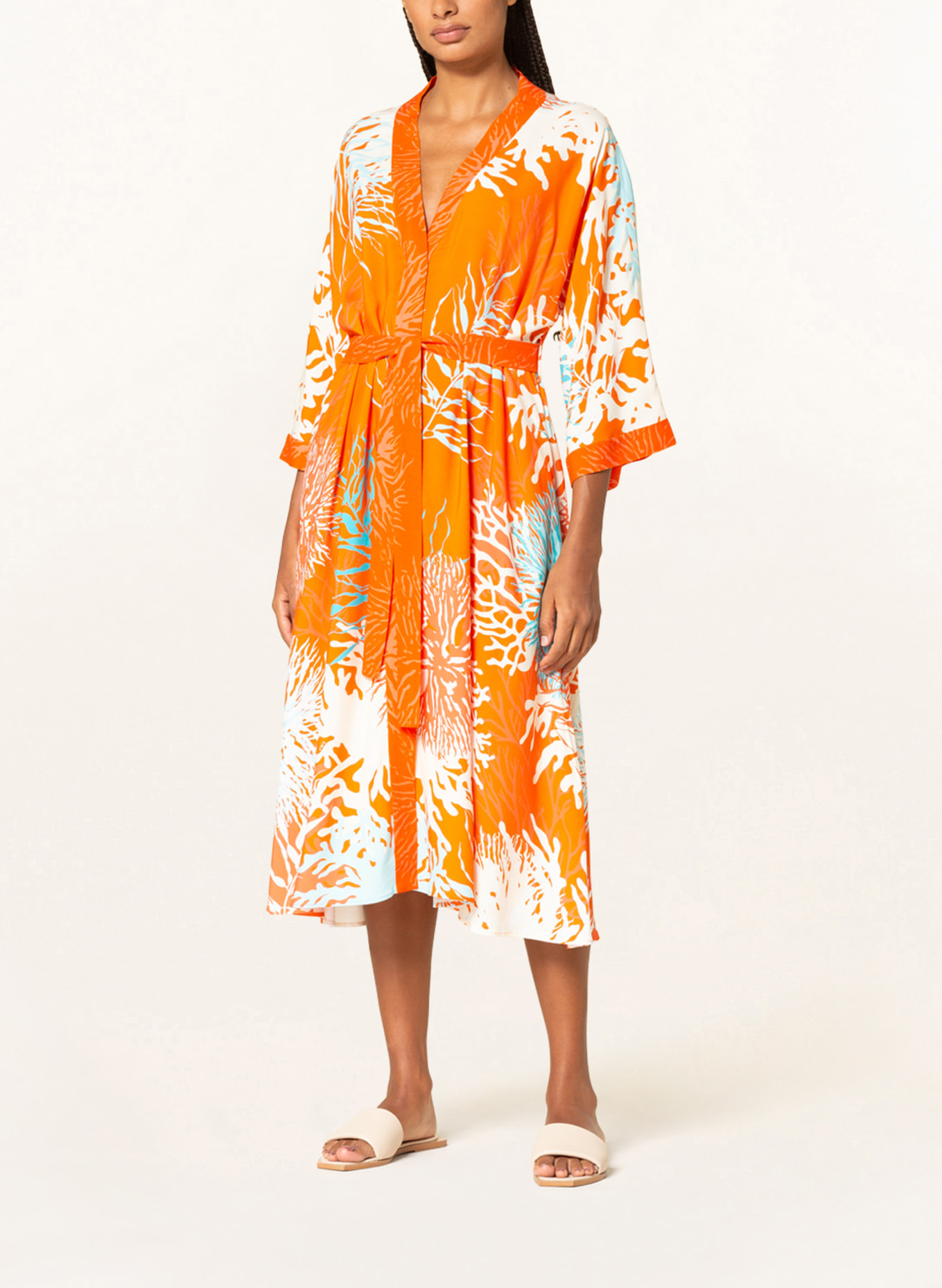 IVI collection Dress with 3/4 sleeves, Color: ORANGE/ ECRU (Image 2)