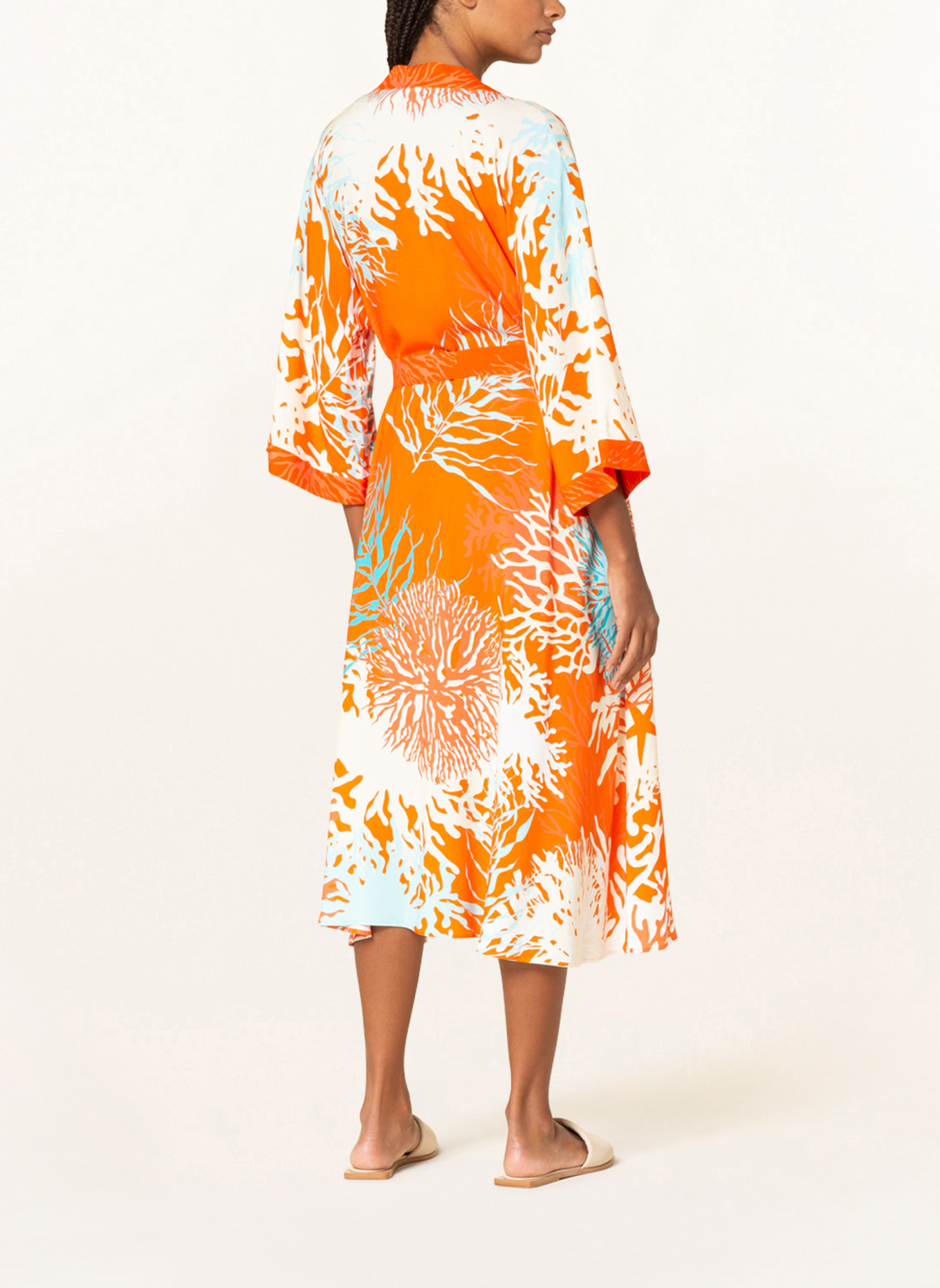 IVI collection Dress with 3/4 sleeves, Color: ORANGE/ ECRU (Image 3)