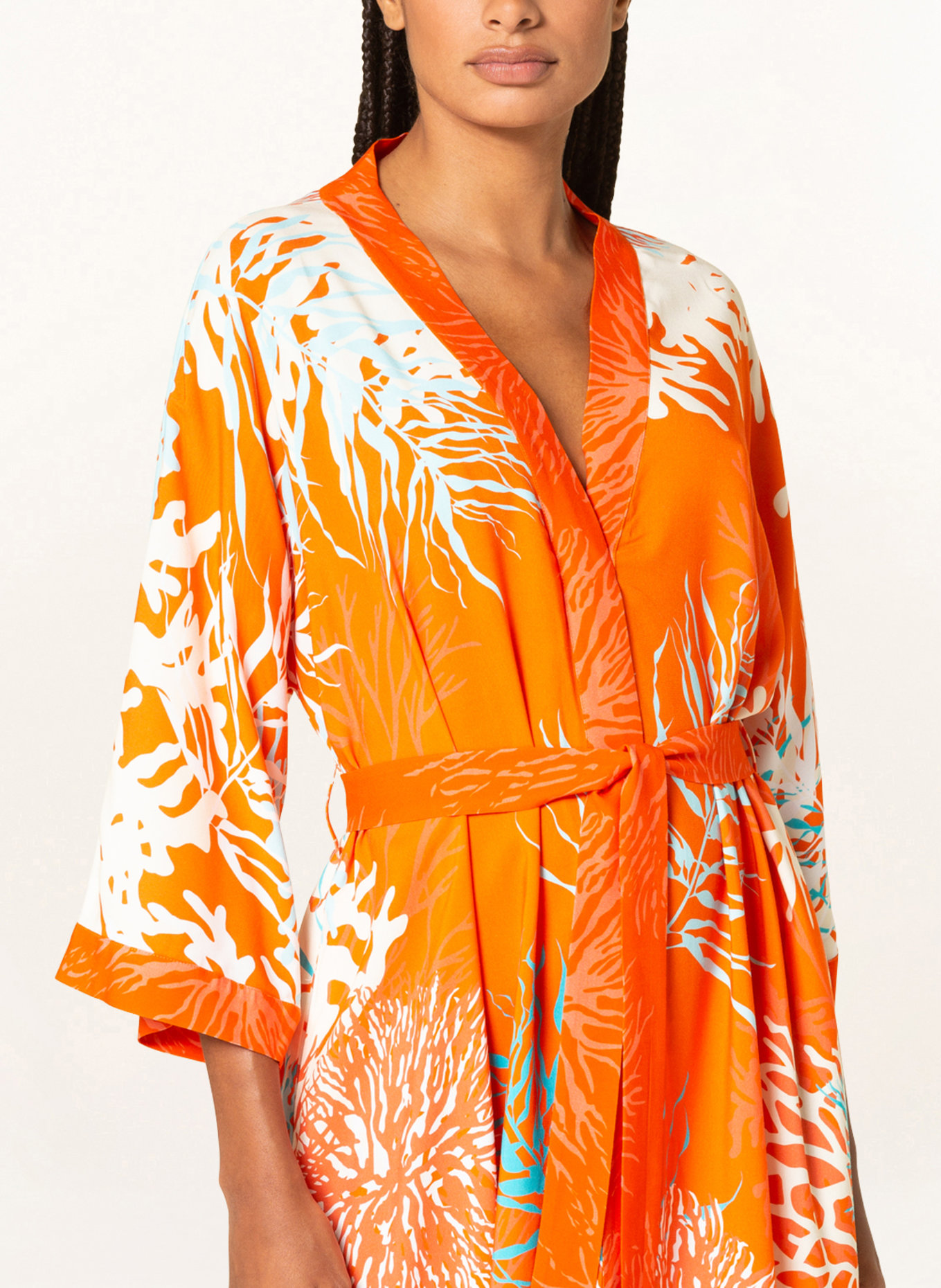 IVI collection Dress with 3/4 sleeves, Color: ORANGE/ ECRU (Image 4)
