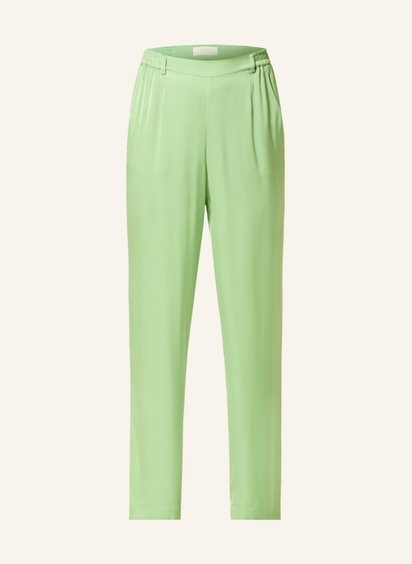 IVI collection Satin pants made of silk, Color: LIGHT GREEN (Image 1)