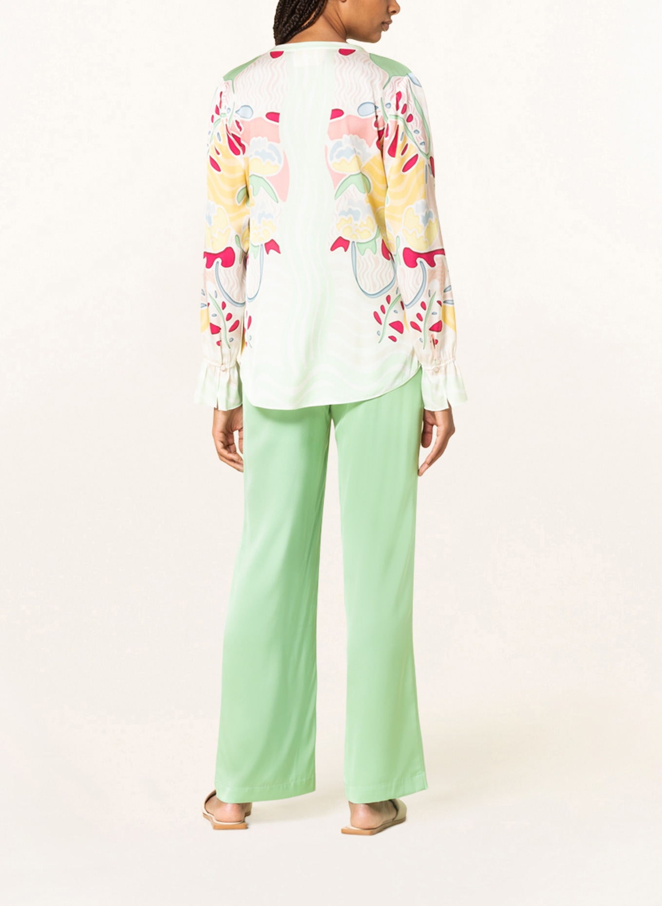 IVI collection Silk blouse, Color: LIGHT GREEN/ YELLOW/ LIGHT RED (Image 3)