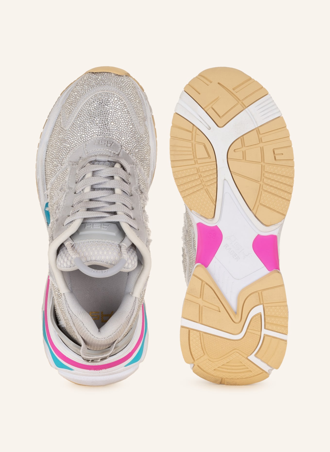 ash Sneakersy RACE STRASS z ozdobnymi kamykami, Kolor: SREBRNY (Obrazek 5)