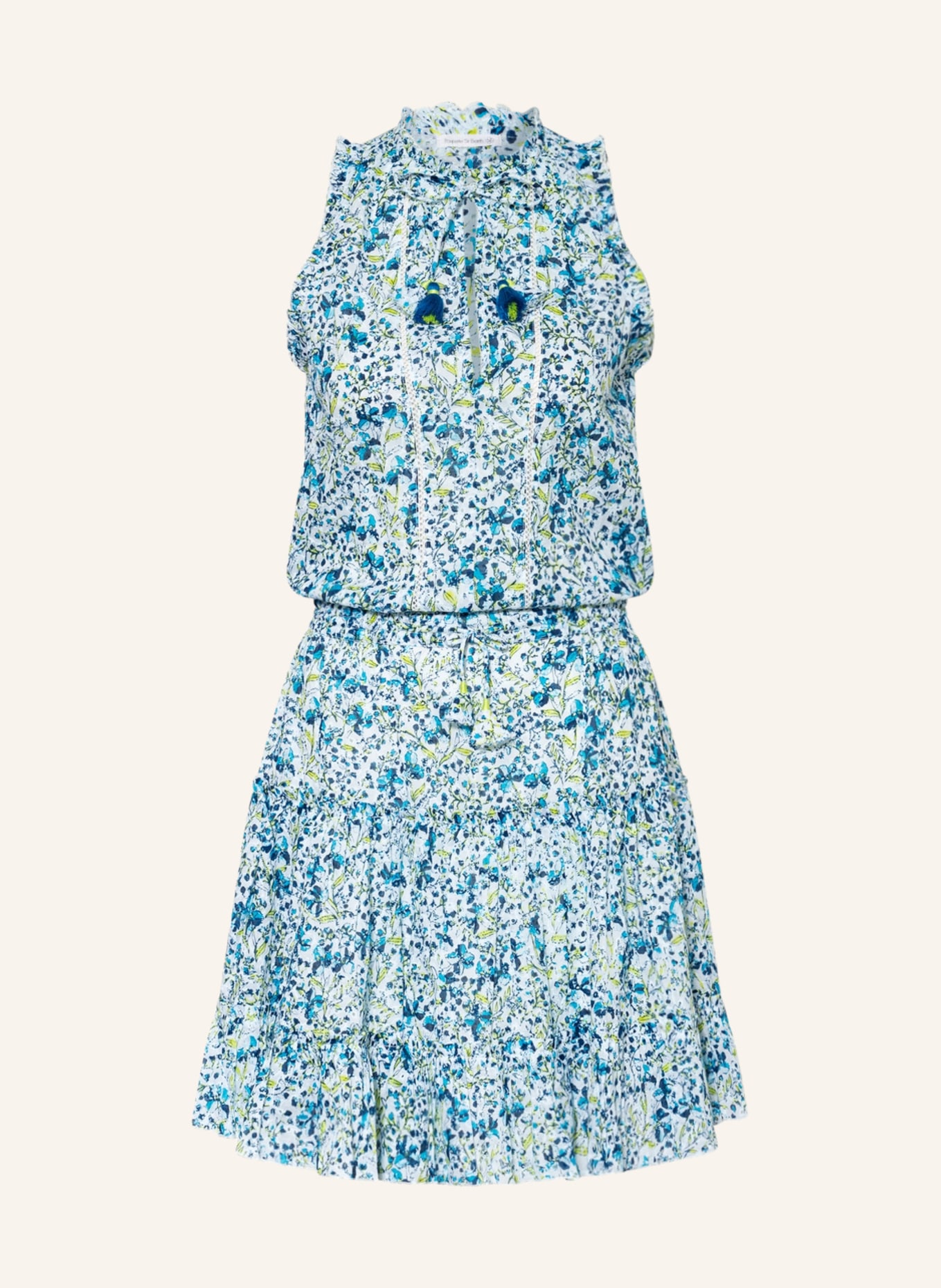 Poupette St Barth Beach dress CLARA with ruffles, Color: LIGHT BLUE/ YELLOW/ BLUE (Image 1)
