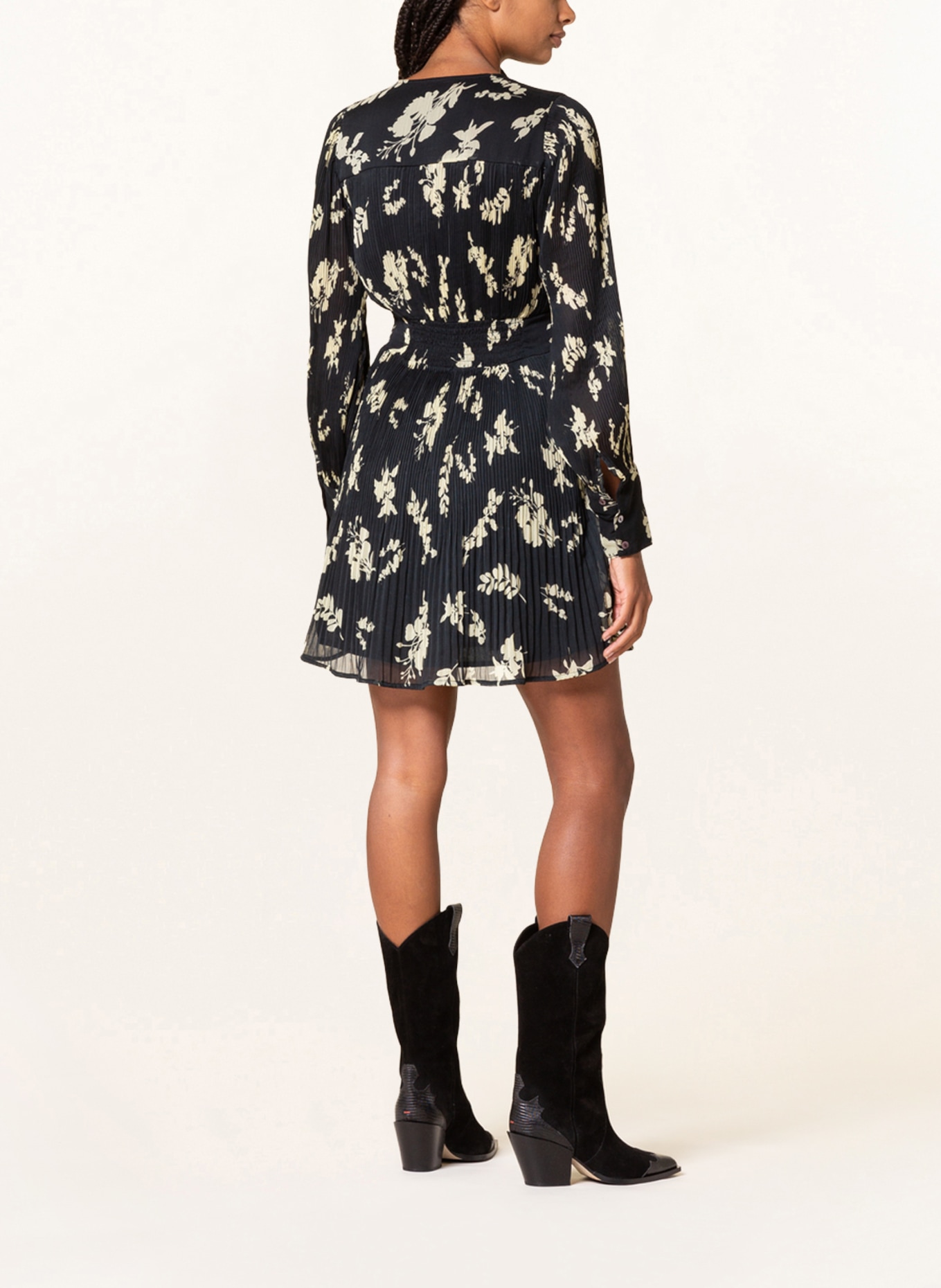 NEO NOIR Pleated dress MELISSA in black light yellow