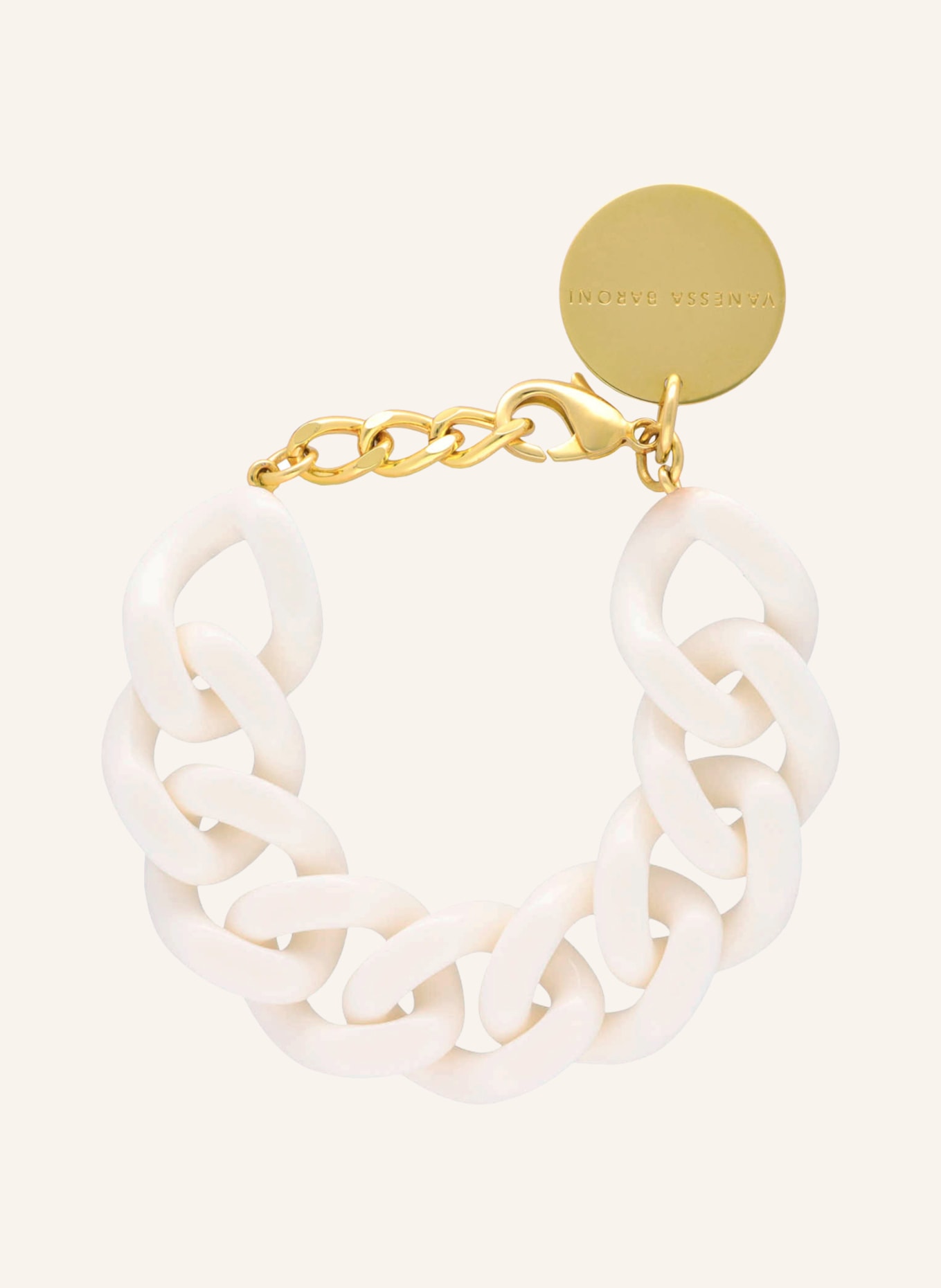 VANESSA BARONI Bracelet FLAT CHAIN, Color: WHITE/ GOLD (Image 1)