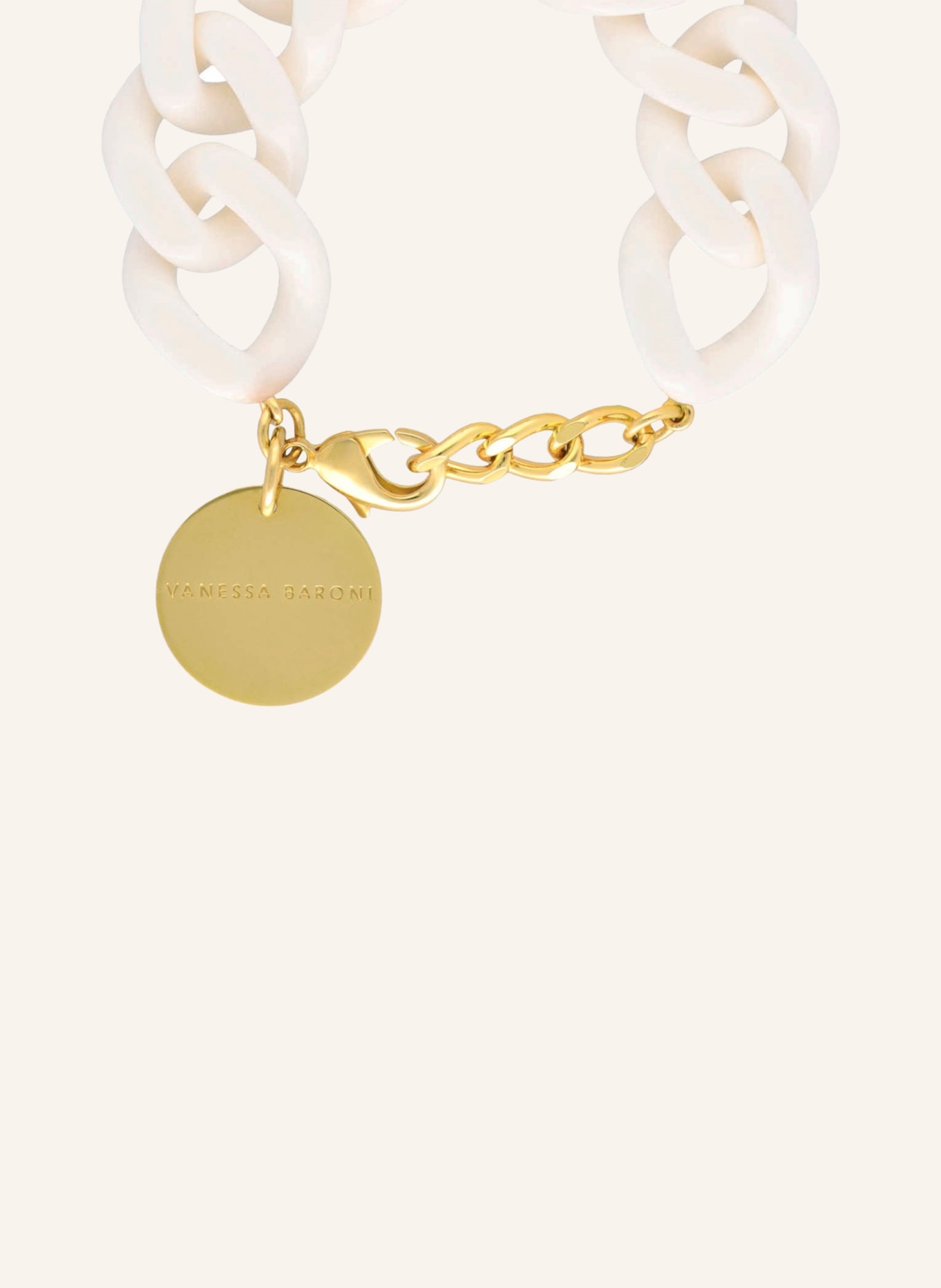 VANESSA BARONI Bracelet FLAT CHAIN, Color: WHITE/ GOLD (Image 2)